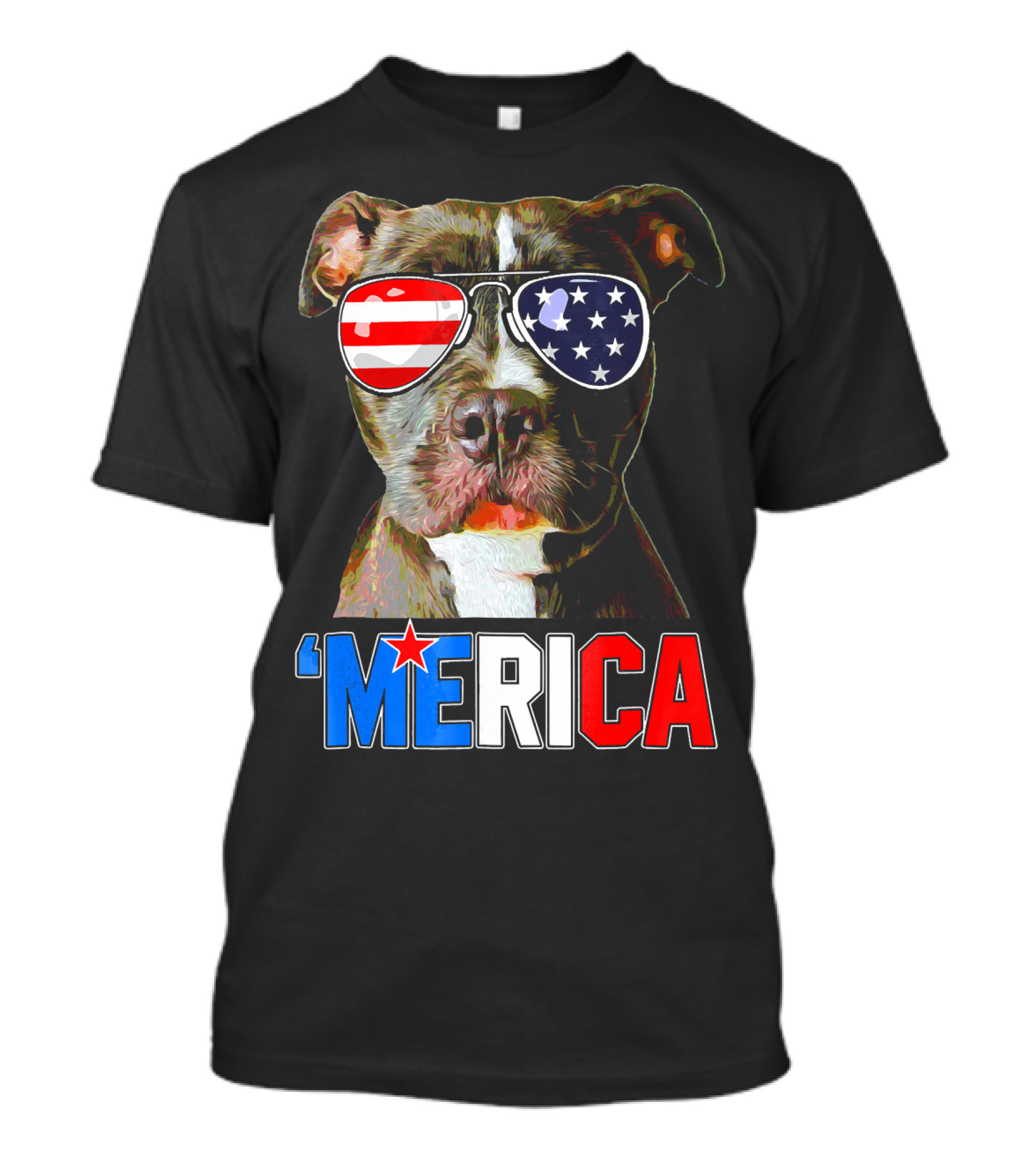 Pitbull 'Merica Memorial Day Patriotic USA Sunglasses T-Shirt