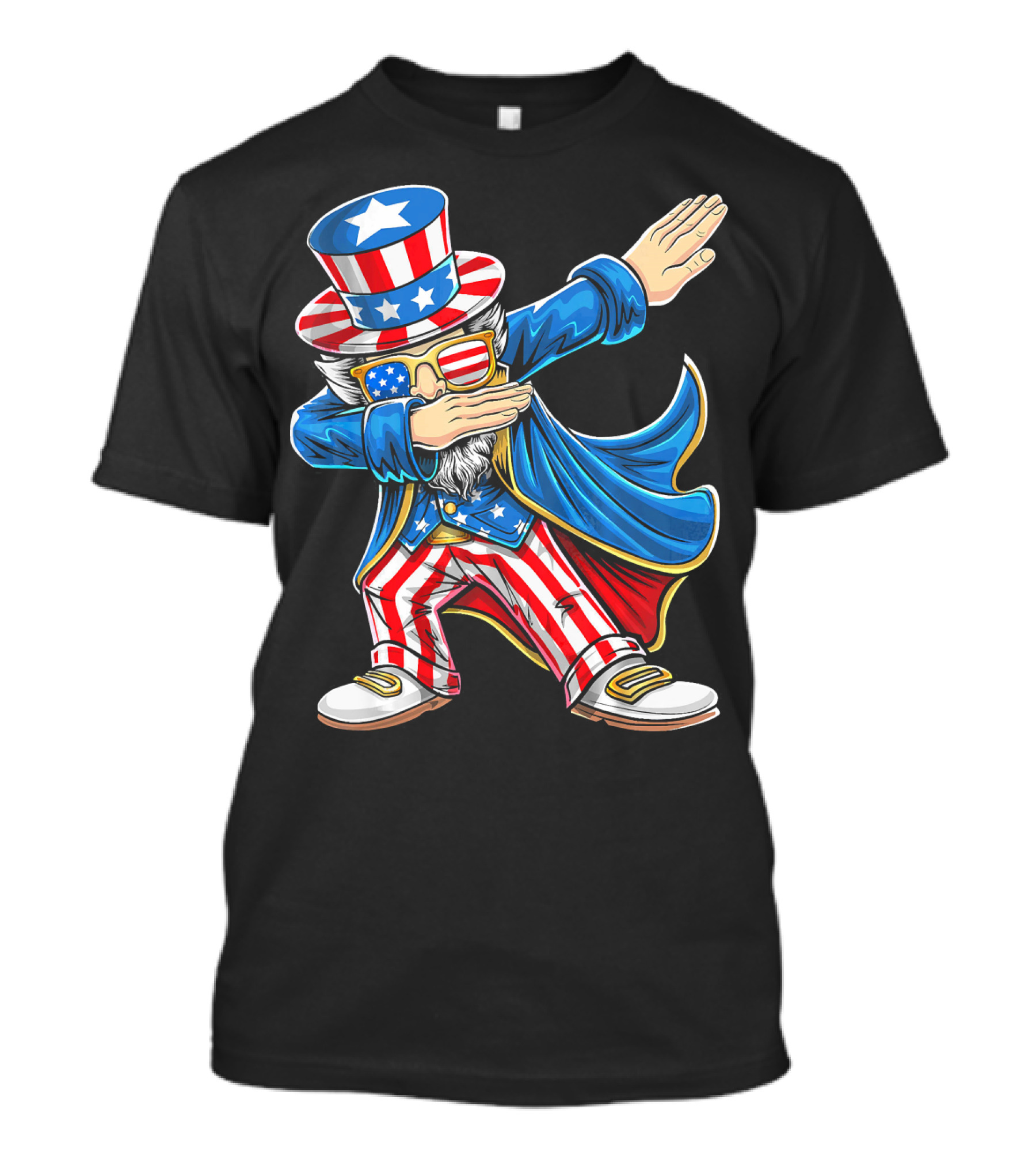 Uncle Sam Dabbing In Patriotic American Flag Suit And Hat T-Shirt