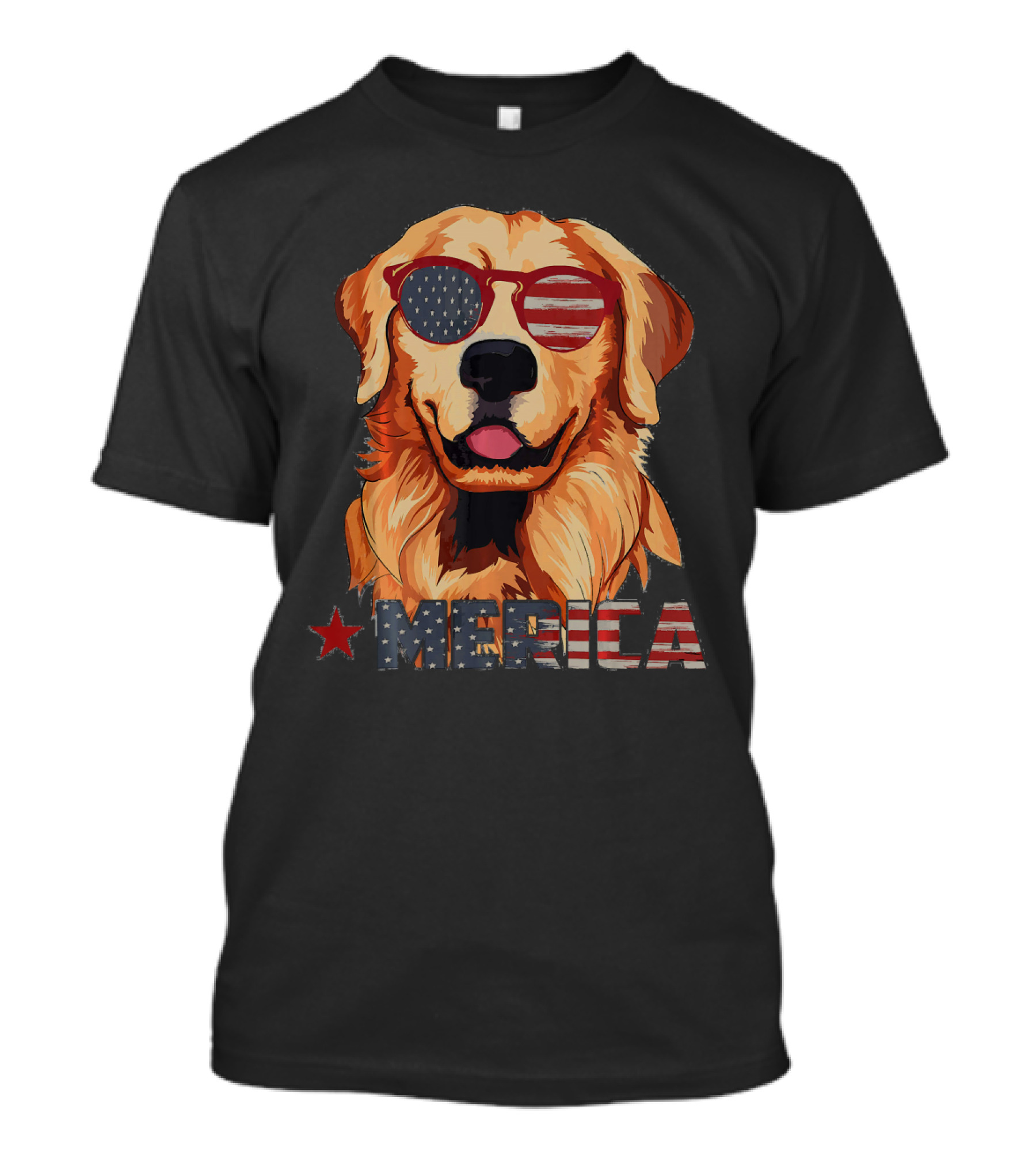 Merica Dog With USA Flag Sunglasses T-Shirt