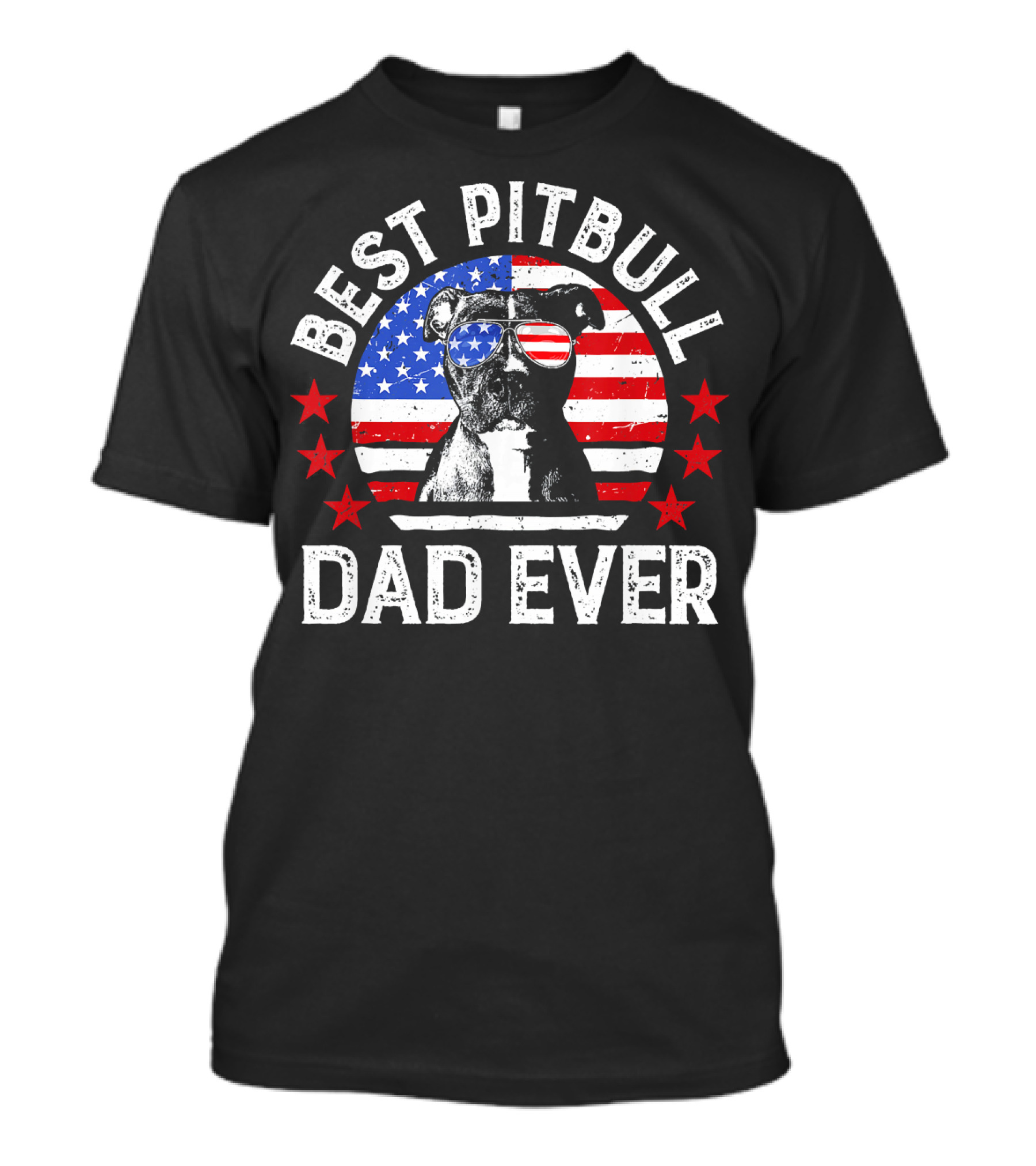 Best Pitbull Dad Ever American Flag Pitbull Dad T-Shirt