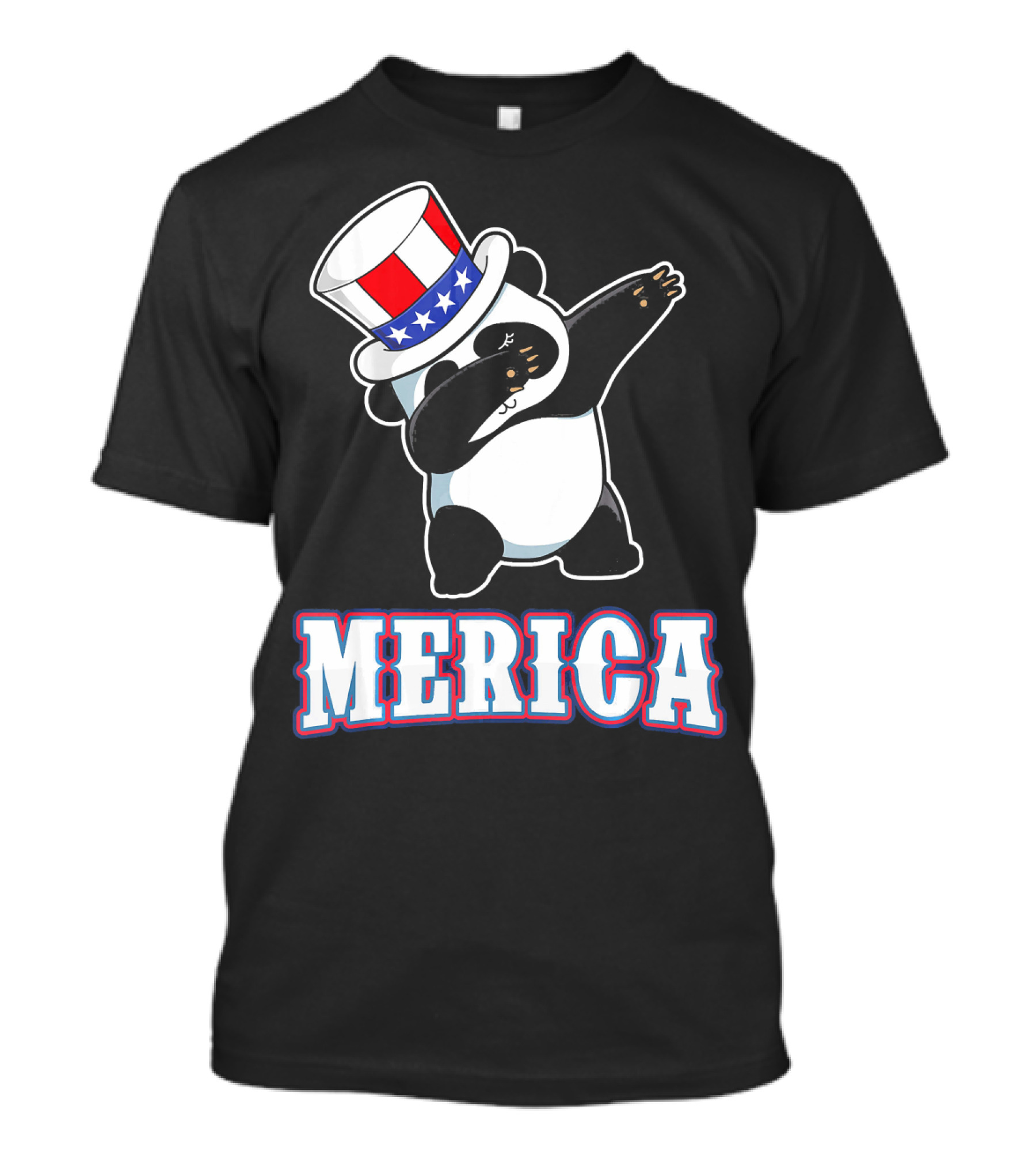 Merica Dabbing Panda In American Flag Top Hat T-Shirt