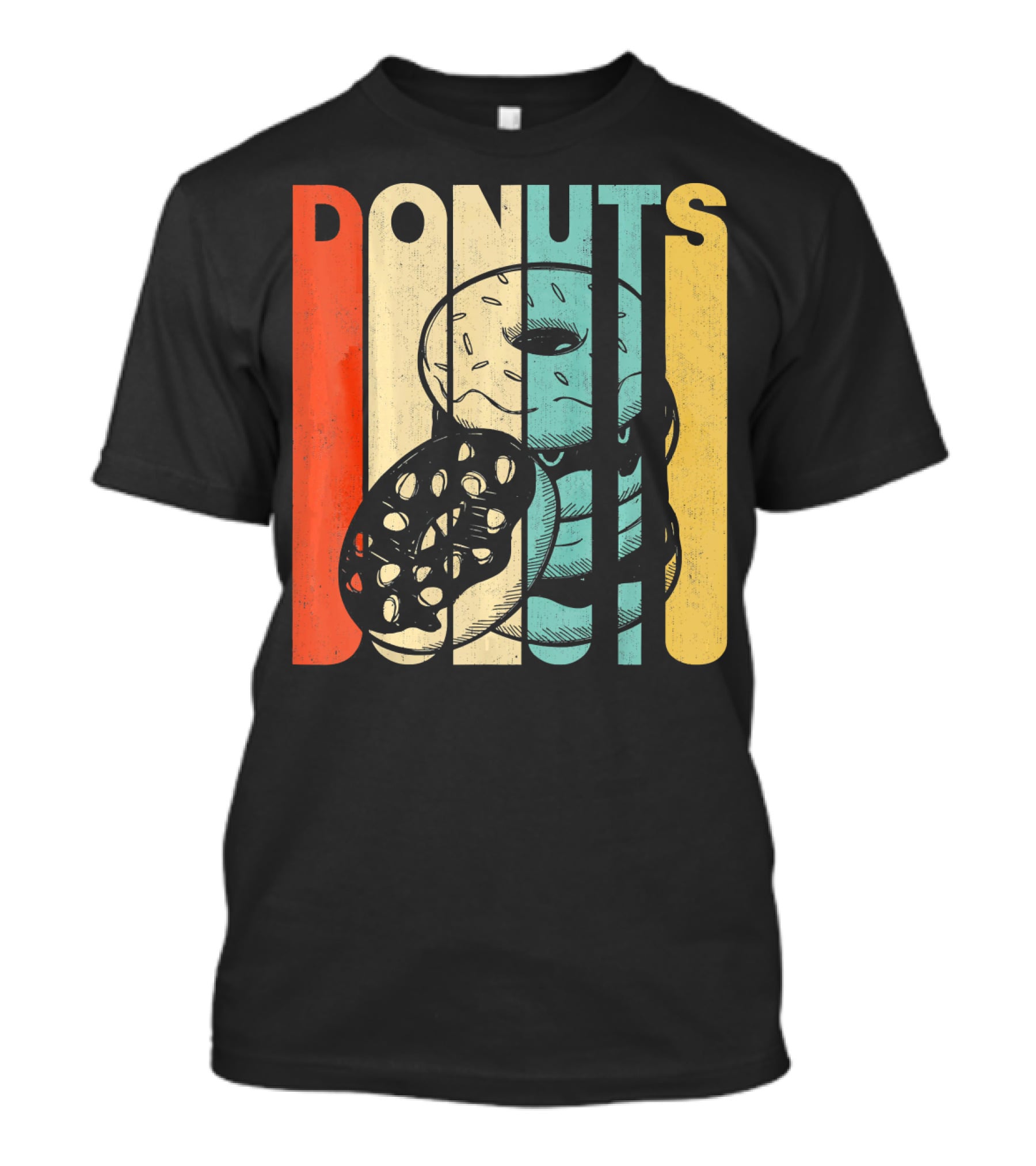 Vintage Retro Donuts Striped T-Shirt