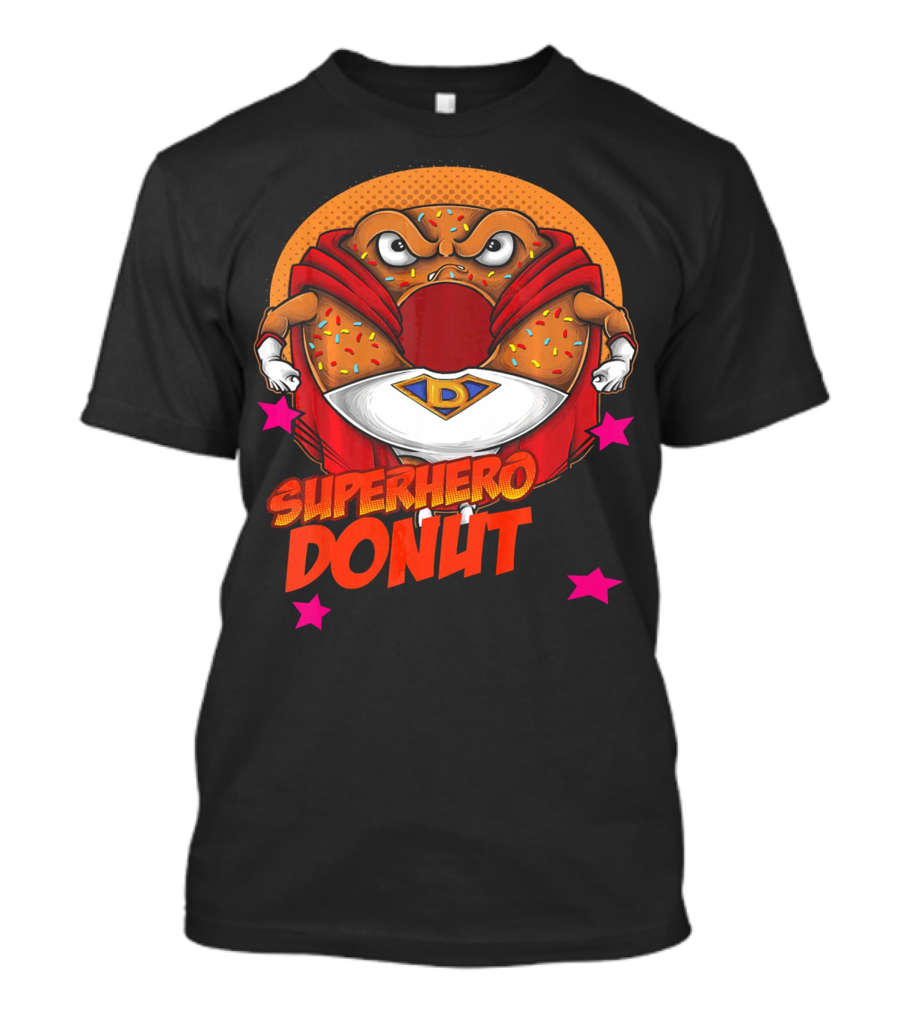 Superhero Donut I Love Donuts SuperDonut Comic Style Fun T-Shirt