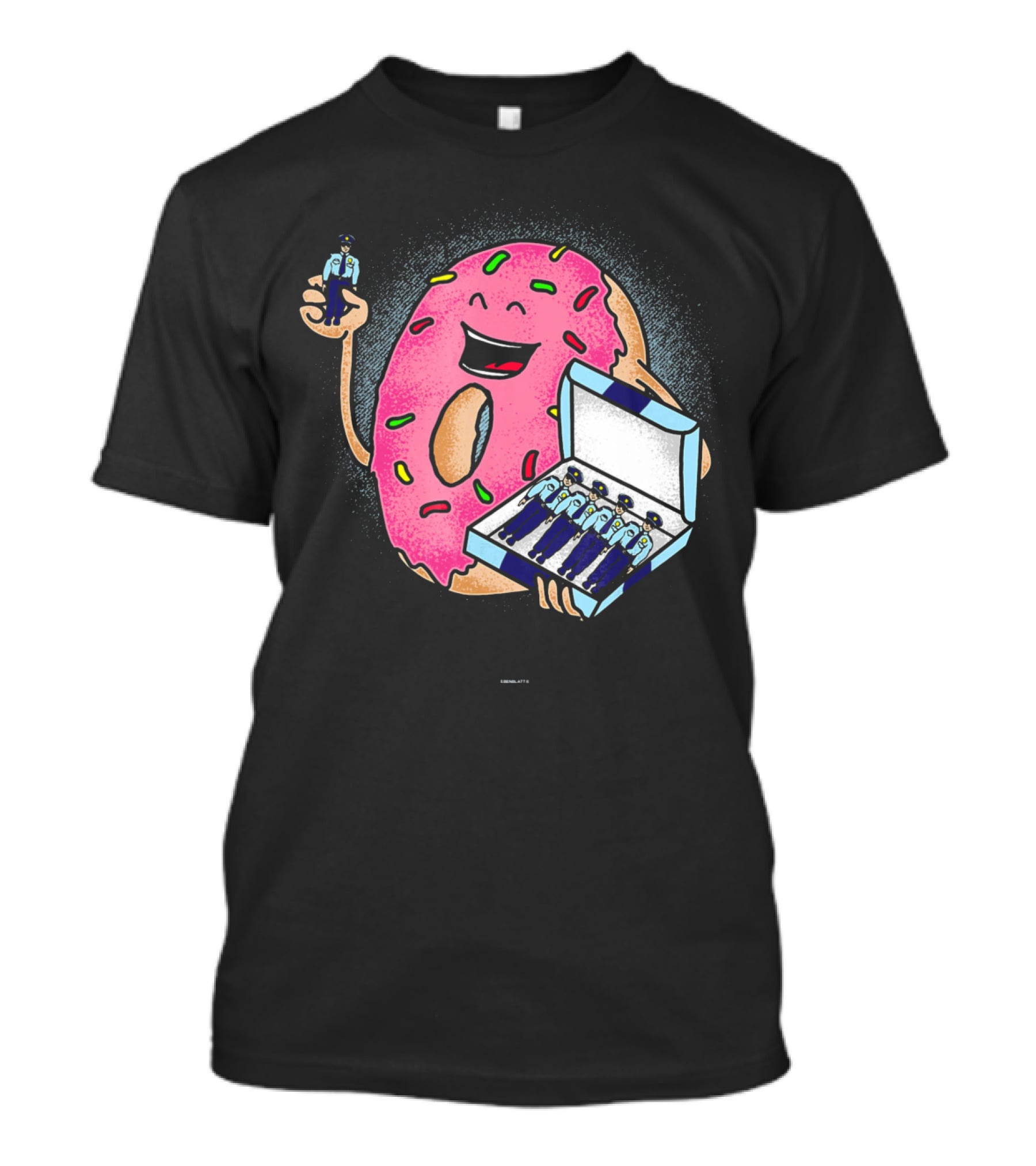 Funny Donut Holding Mini Cops With Sprinkles T-Shirt