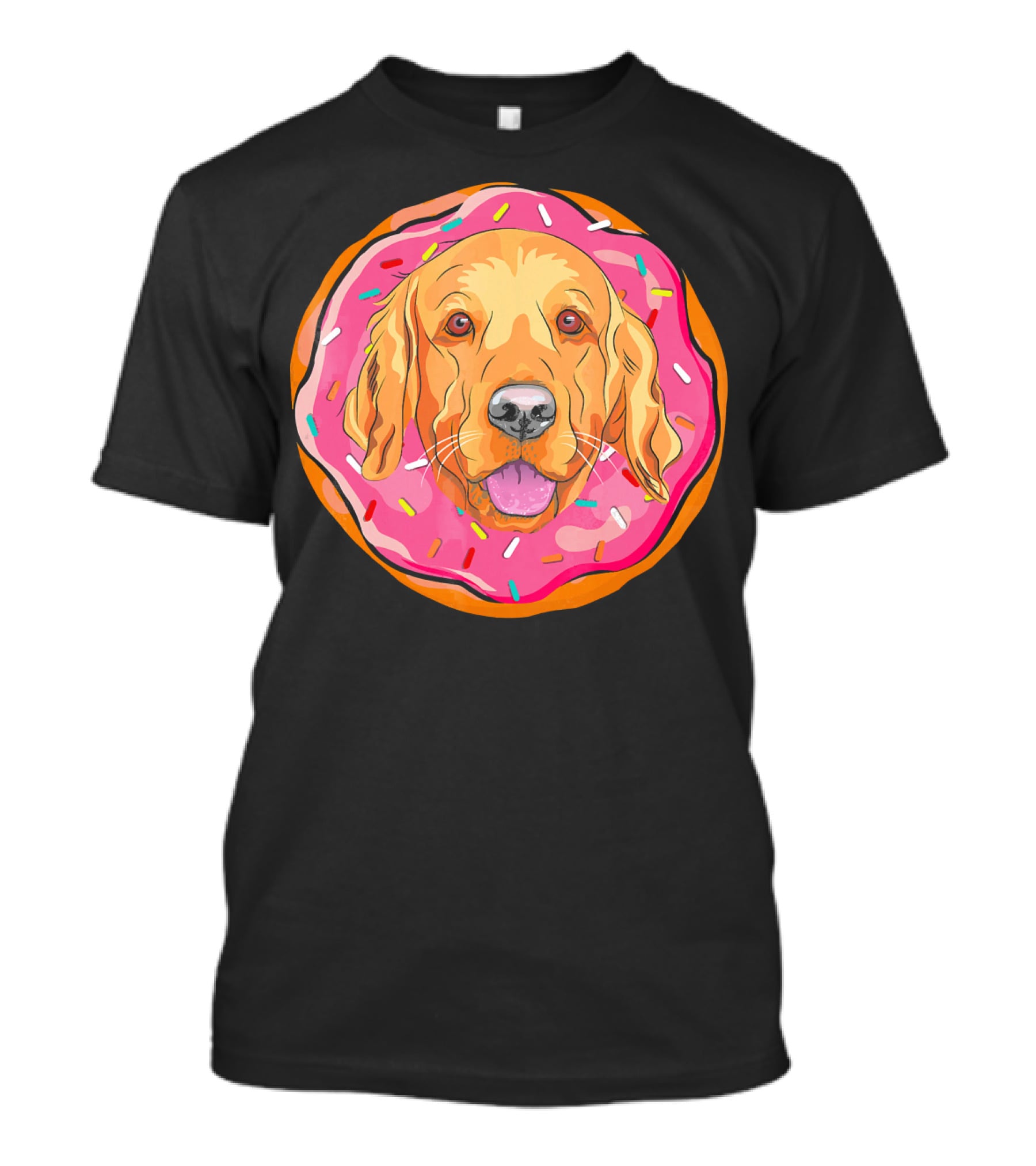 Funny Golden Retriever Donut Dog Face T-Shirt
