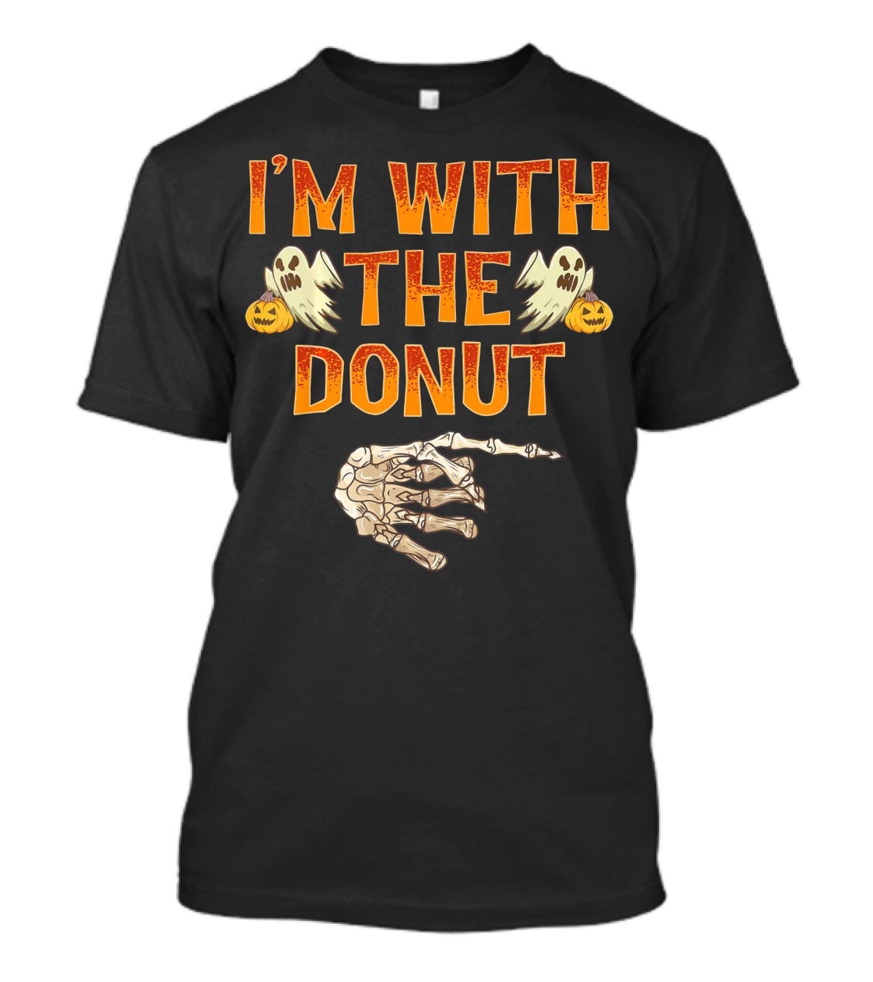 I'm With The Donut Halloween Ghosts Skeleton Hand Pumpkin T-Shirt