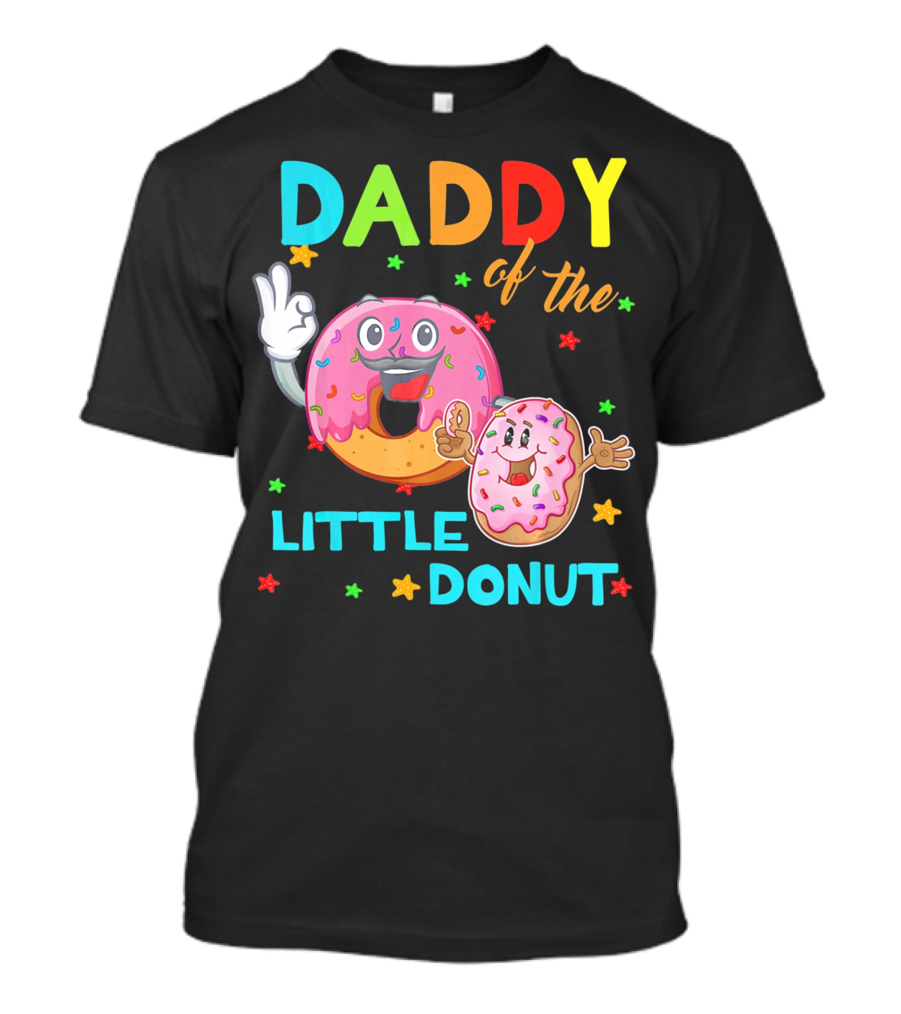 Daddy Of The Little Donut Birthday Celebration With Colorful Cartoon Donuts T-Shirt