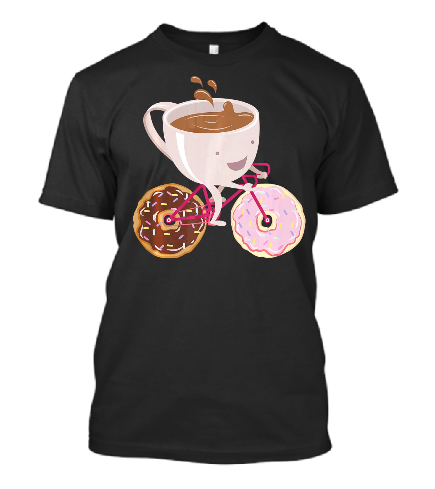 Cool Donut Coffee Bicycle Hand Drawn Ill Coffee Mug Riding Donuts Wheels T-Shirt