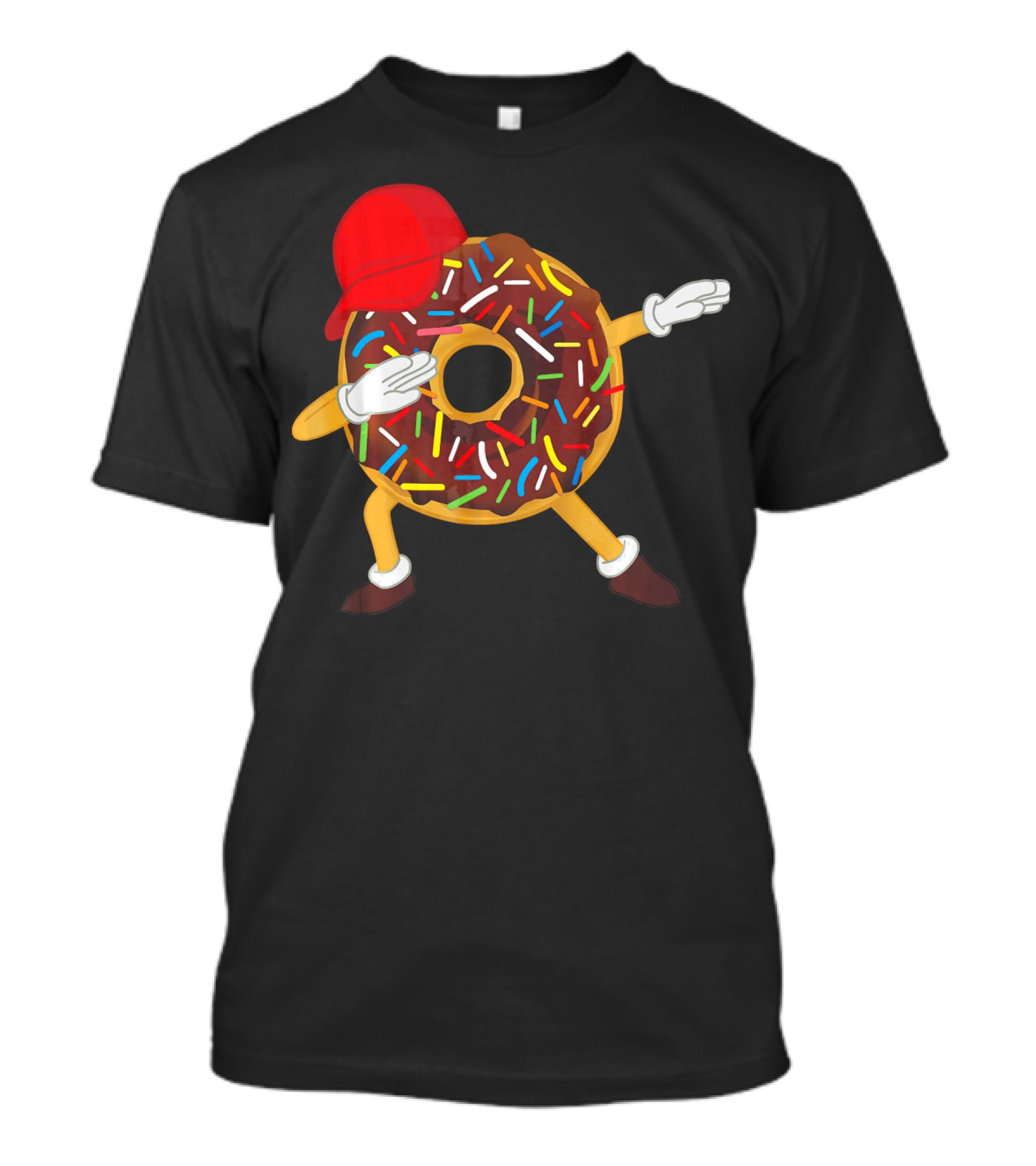 Dabbing Chocolate Sprinkles Donut With Red Hat T-Shirt