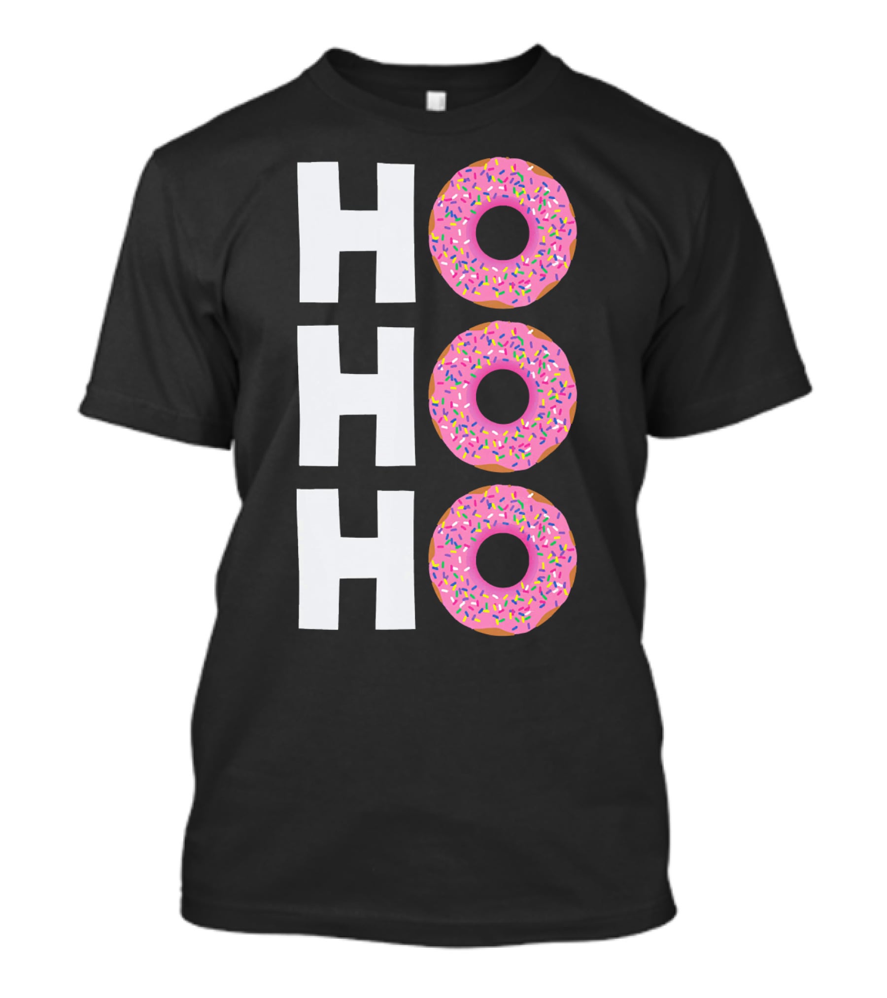 Merry Christmas Donut HO HO Sprinkled Doughnut Lettering T-Shirt