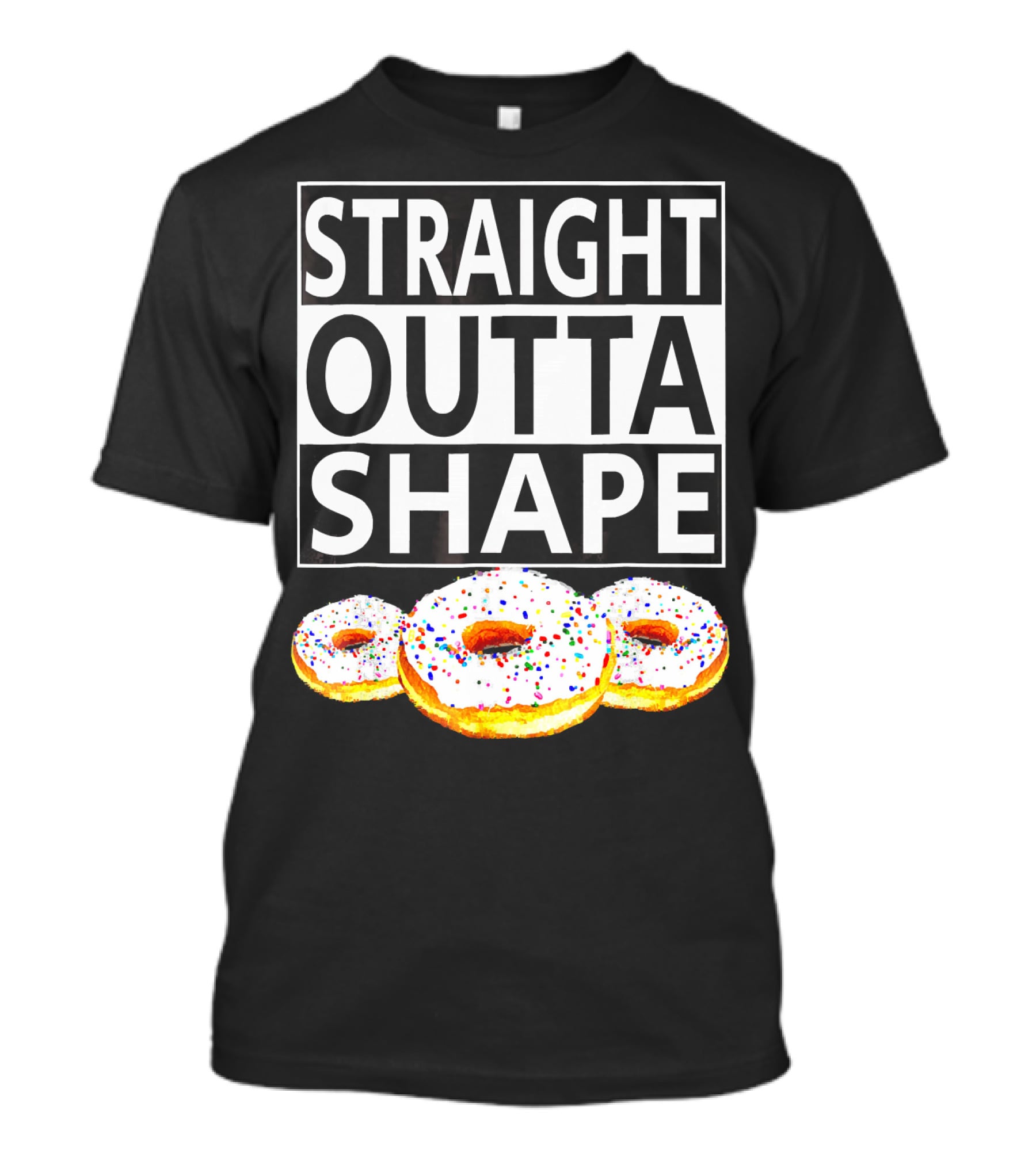 Straight Outta Shape Funny Workout Donut T-Shirt