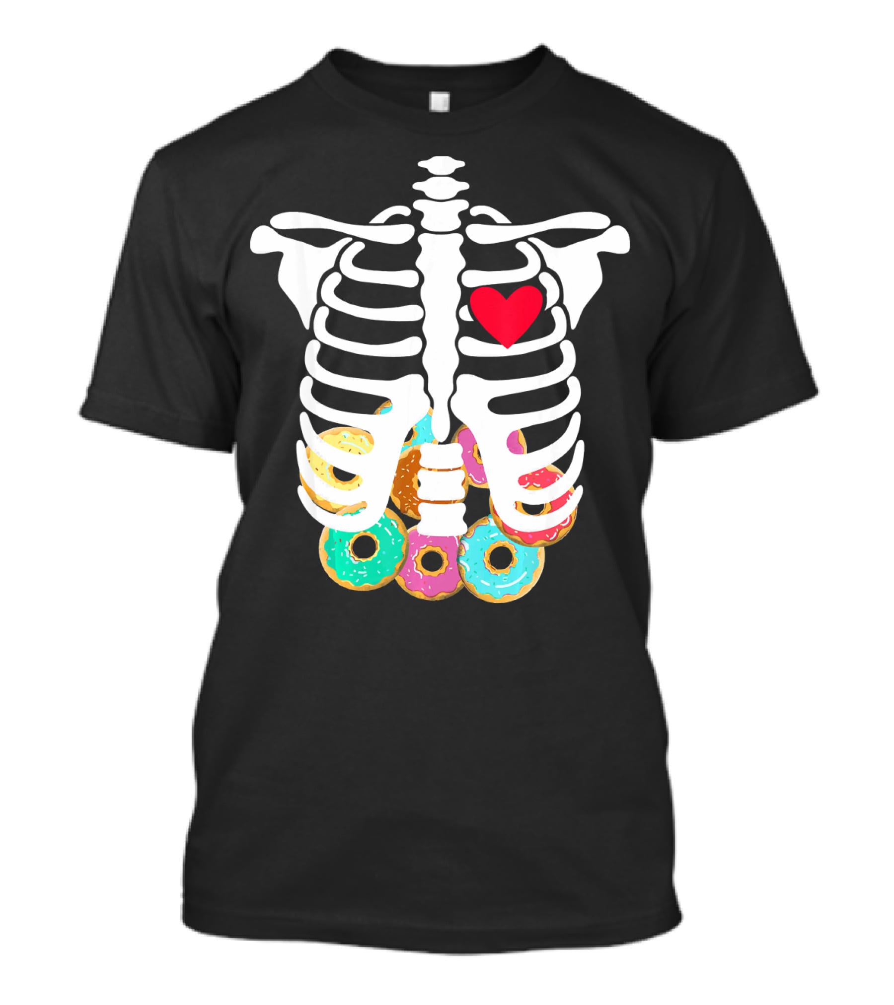 Rib Cage Skeleton X Ray Donuts Heart T-Shirt