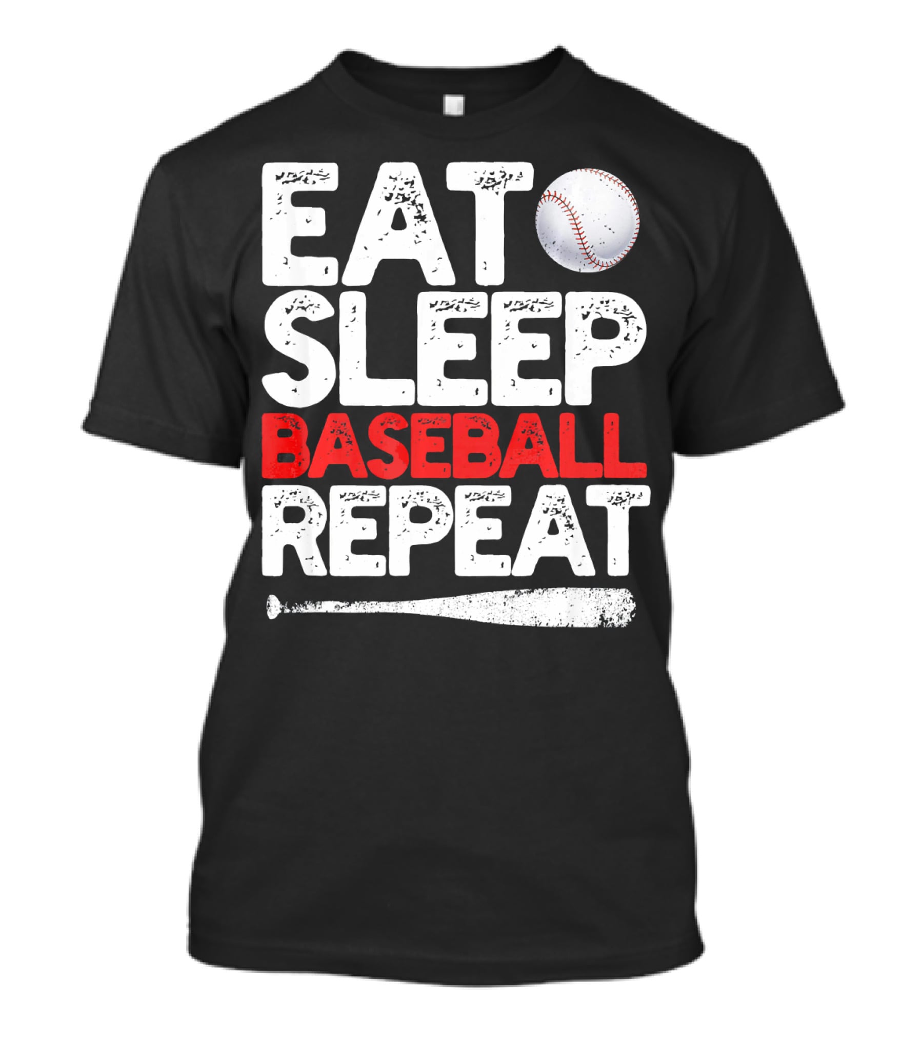 Eat Sleep Baseball Repeat Baseball Bat And Ball T-Shirt