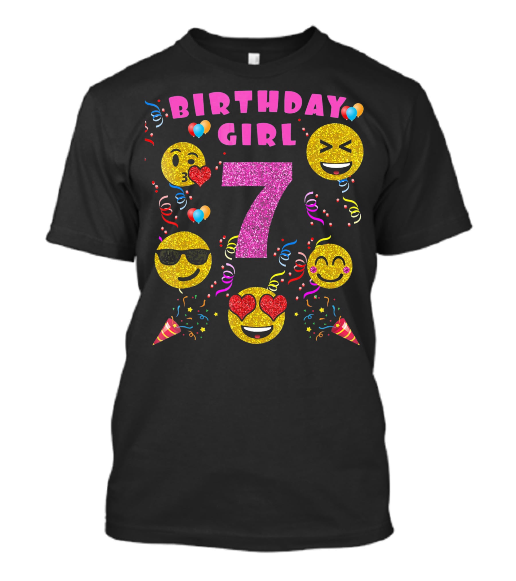 Birthday Girl 7 Emoji Party Celebration Fun T-Shirt