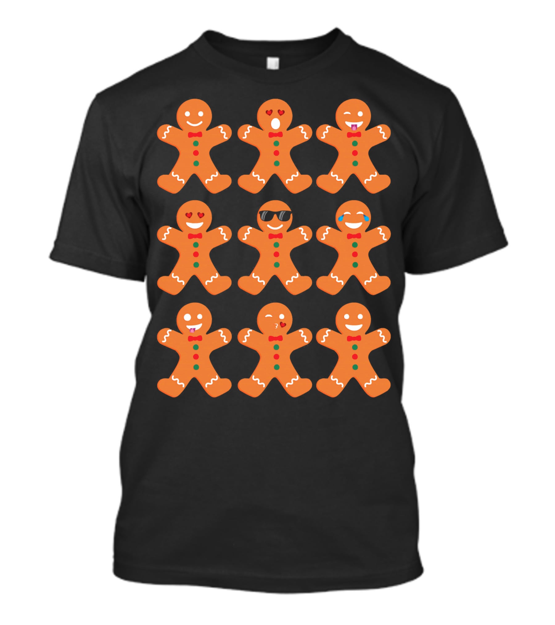 Gingerbread Man Emotions Faces Sunglasses And Tears T-Shirt