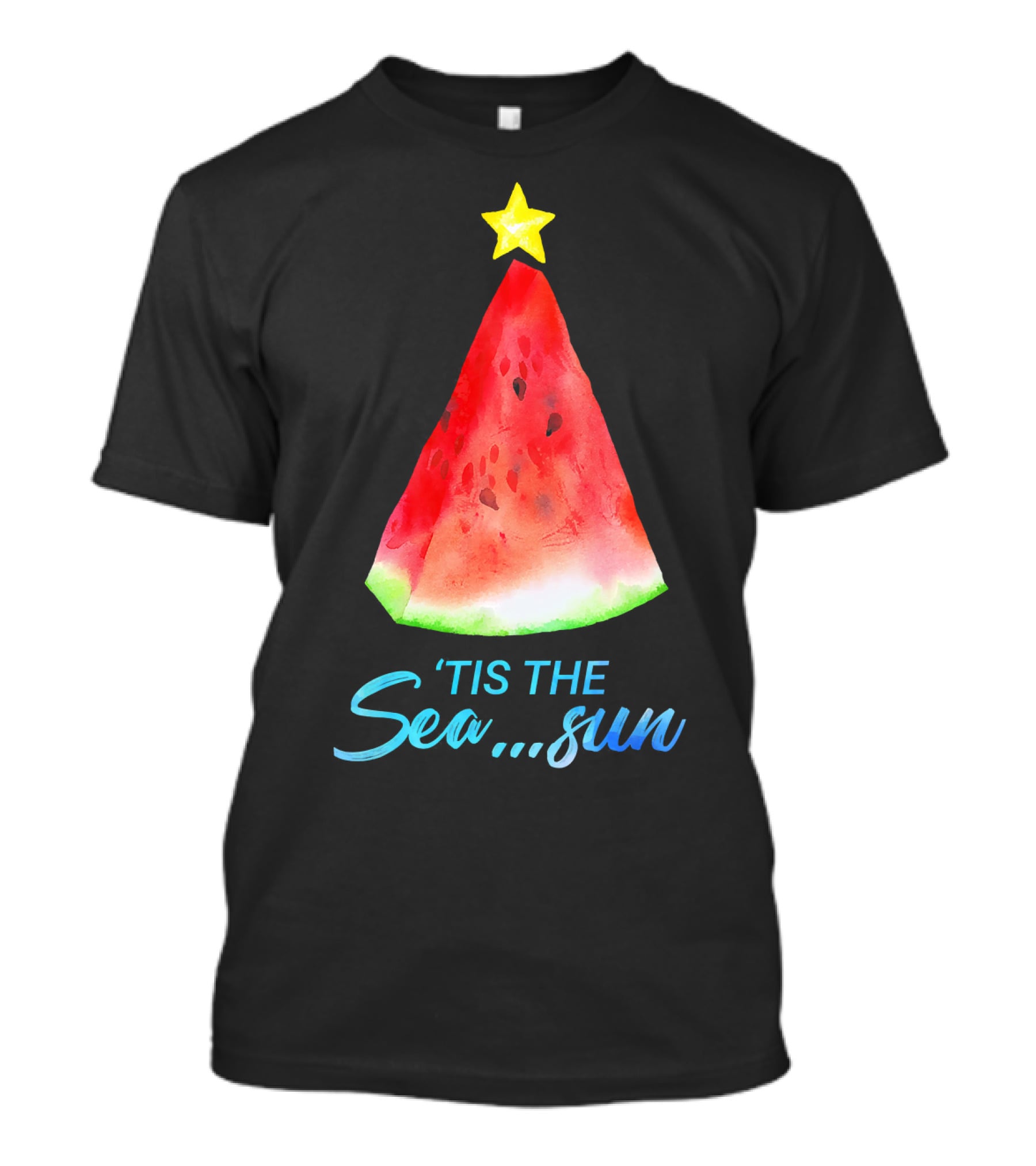 'Tis The Sea Sun Watermelon Christmas Tree T-Shirt
