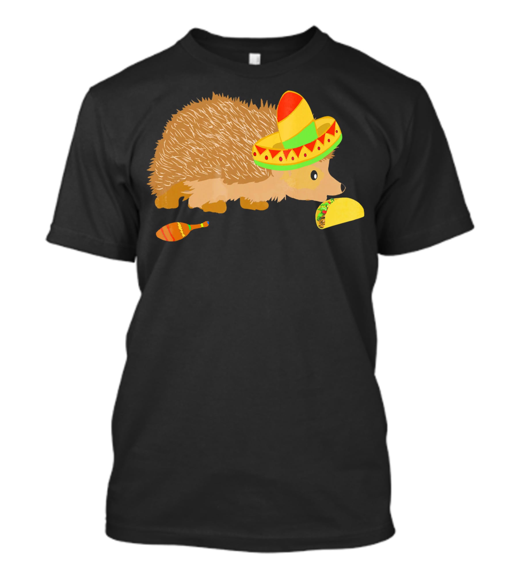 Hedgehog Wearing Sombrero With Maracas And Tacos T-Shirt