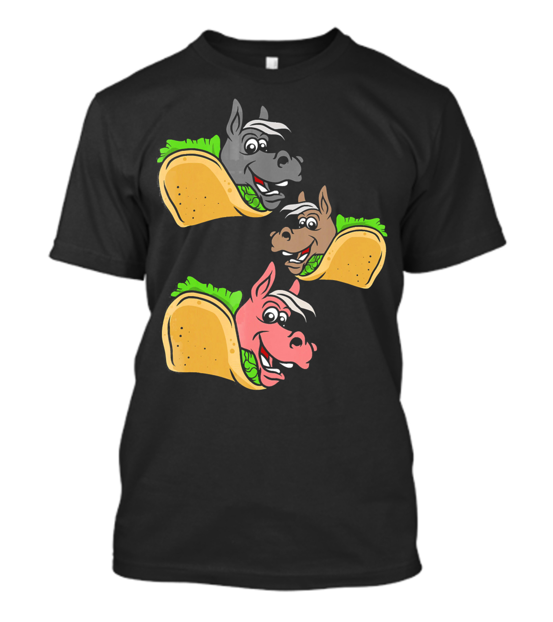 Horses And Tacos Trio Fun Faces T-Shirt