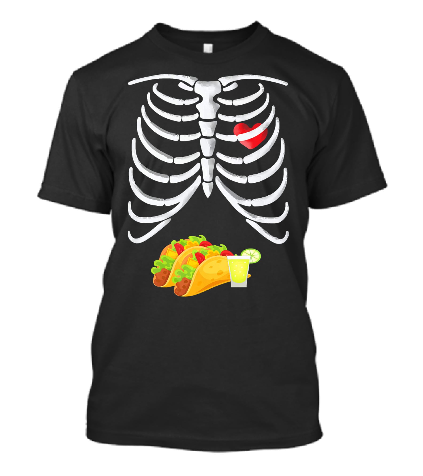 Tacos And Tequila Skeleton X Ray Pregnant With Heart T-Shirt