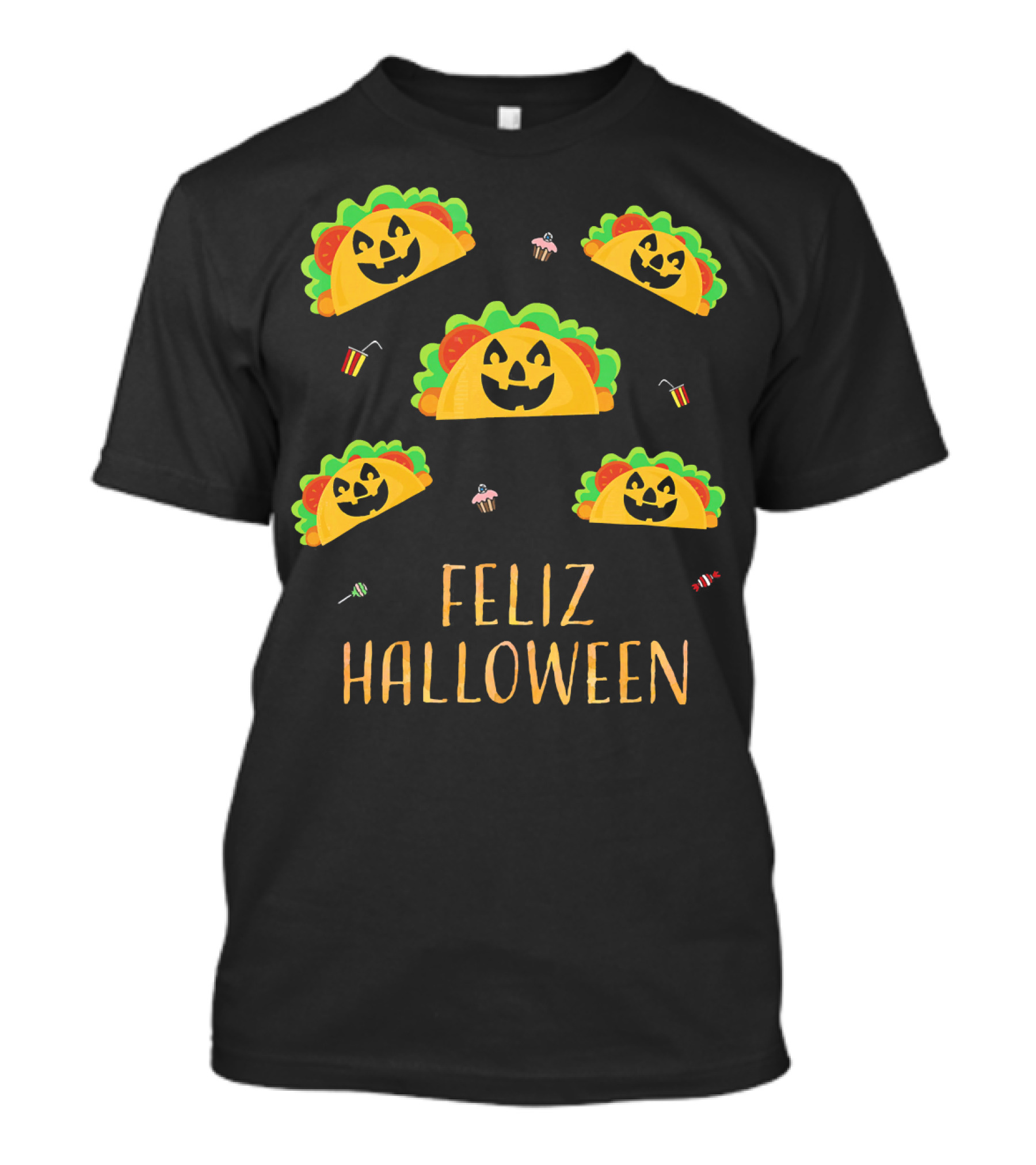 Feliz Halloween Mexican Taco Pumpkins T-Shirt