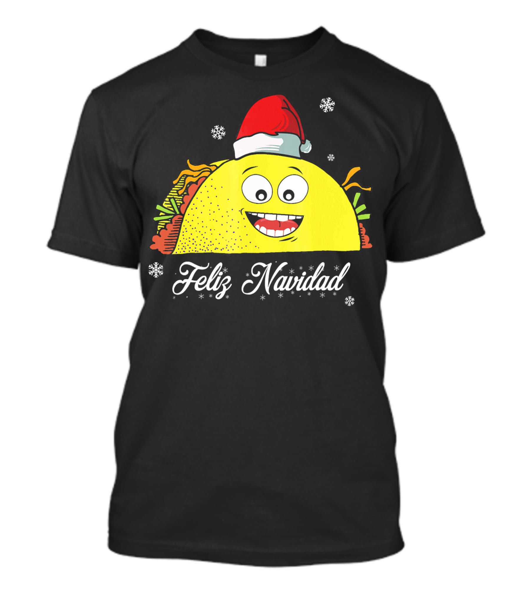 Feliz Navidad Smiling Taco Santa Hat T-Shirt