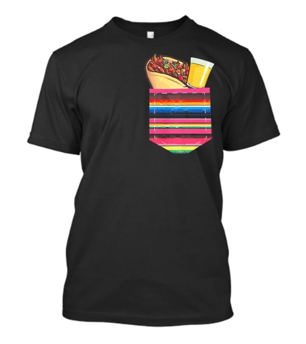 Tacos And Tequila Vibrant Serape Pocket T-Shirt