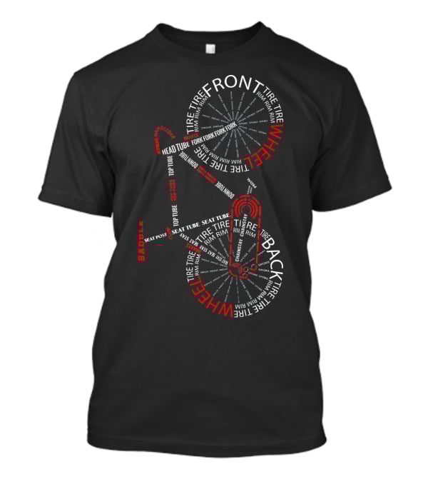 Bicycle Anatomy Front Wheel Back Wheel Saddle Tire Tube Parts T-Shirt