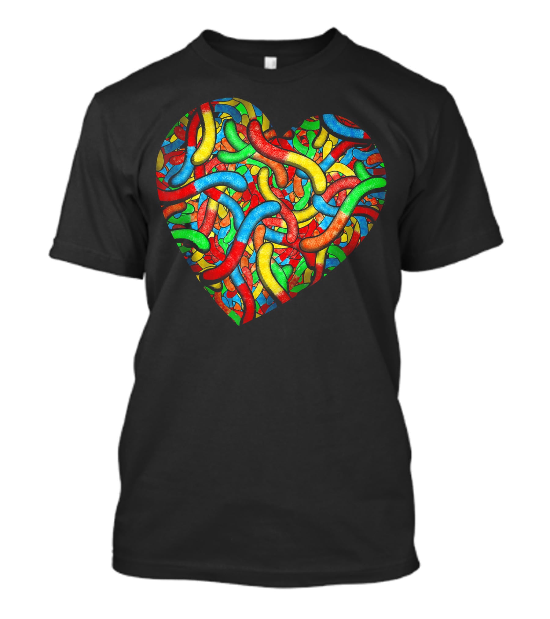 90s Candy Heart Sour Gummy Worms Girls T-Shirt