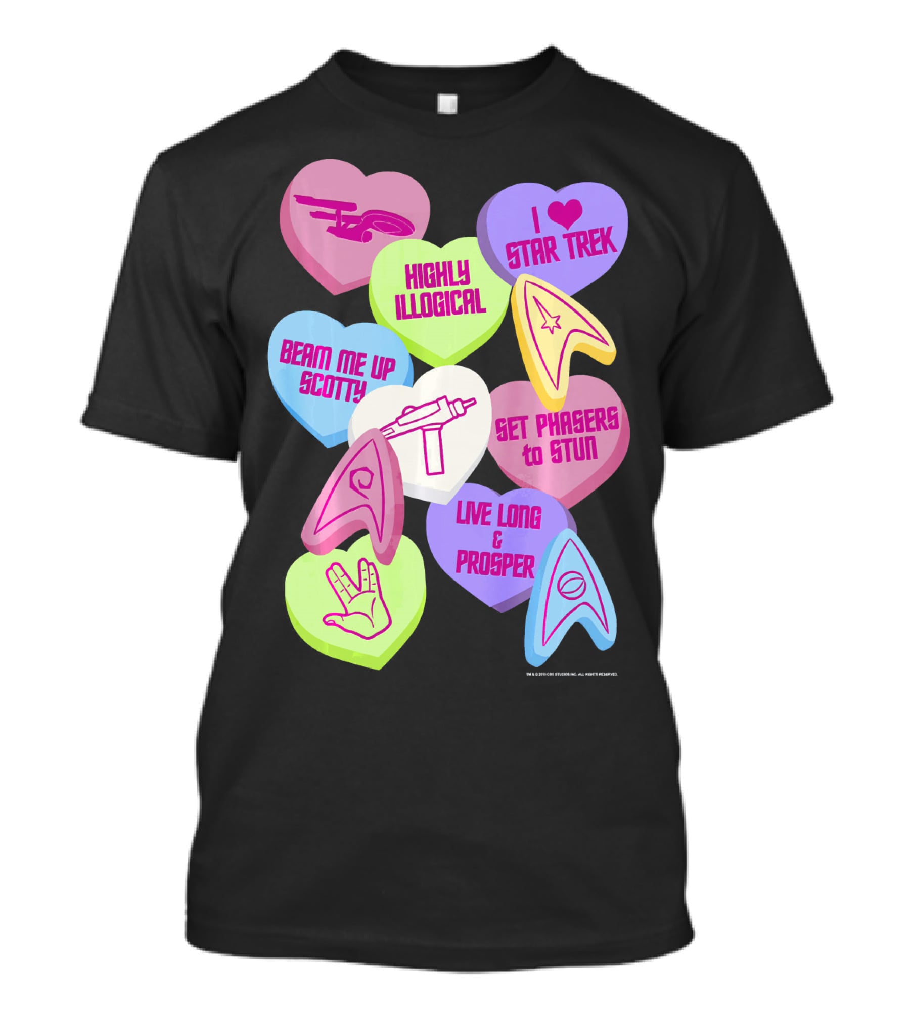 Beam Me Up Scotty Star Trek Candy Hearts Valentines Day Live Long And Prosper T-Shirt