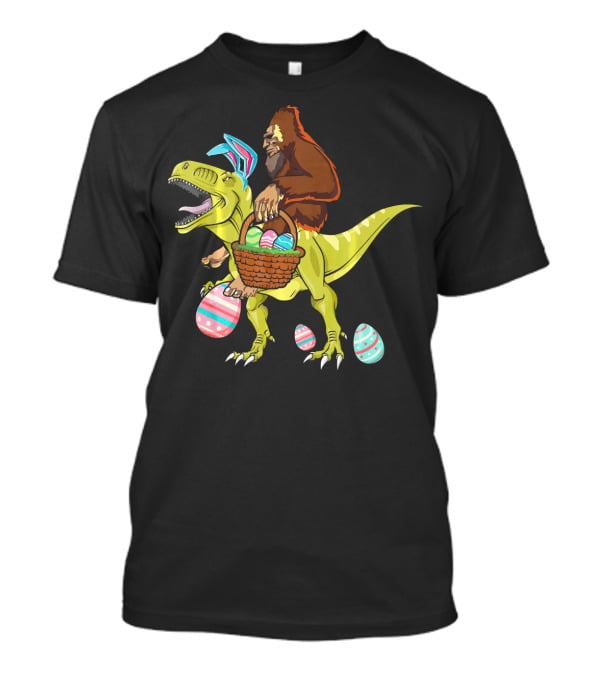 Bigfoot Dinosaur Easter Eggs Basket T-Shirt