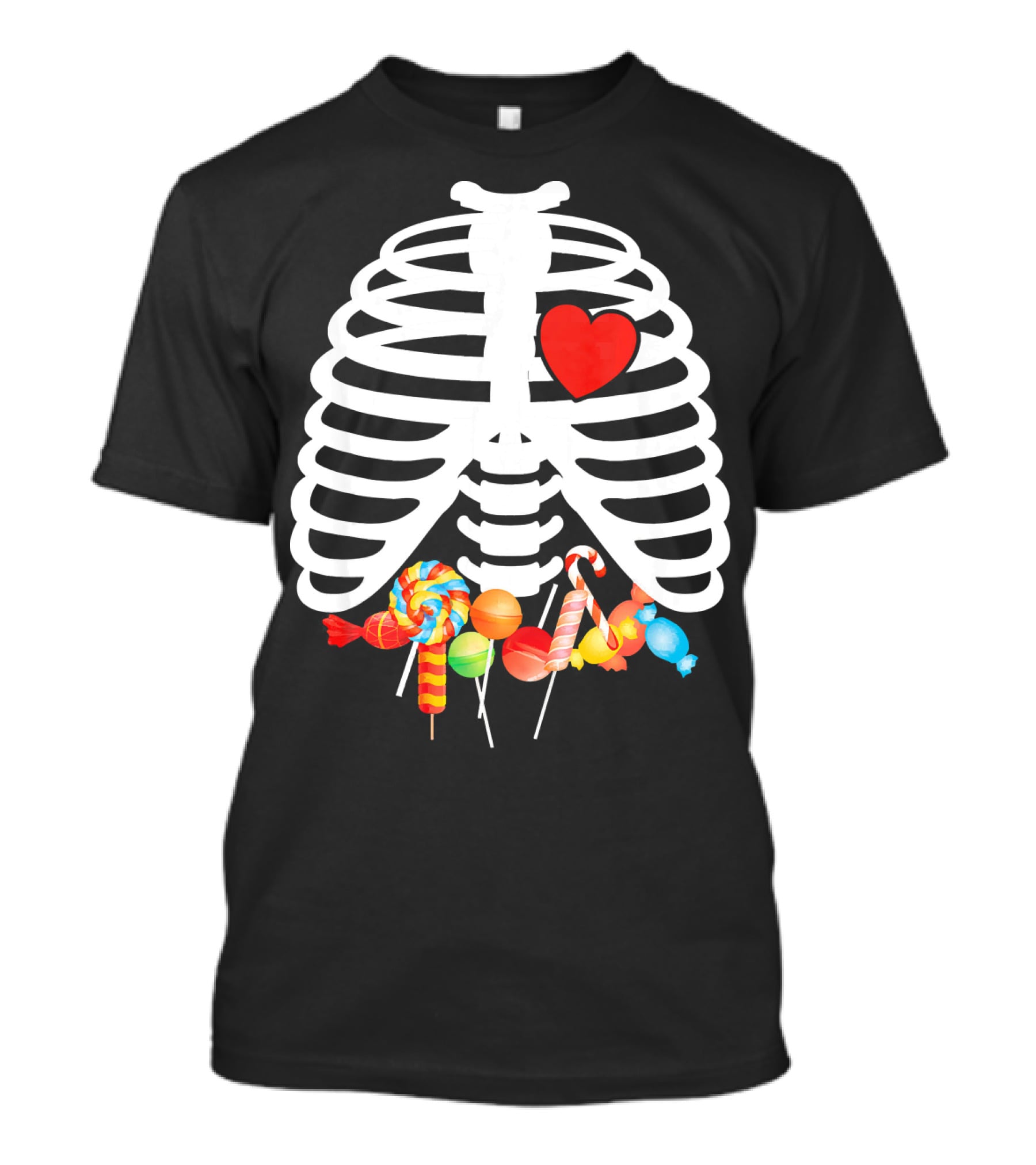 Xray Skeleton Rib Cage Heart Sweet Candy Lollipops T-Shirt