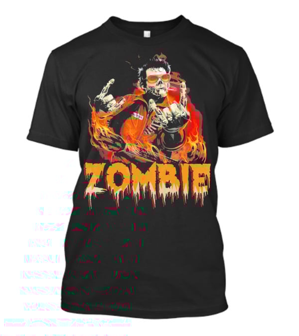 Zombie Metal Living Dead Rock On Fire T-Shirt