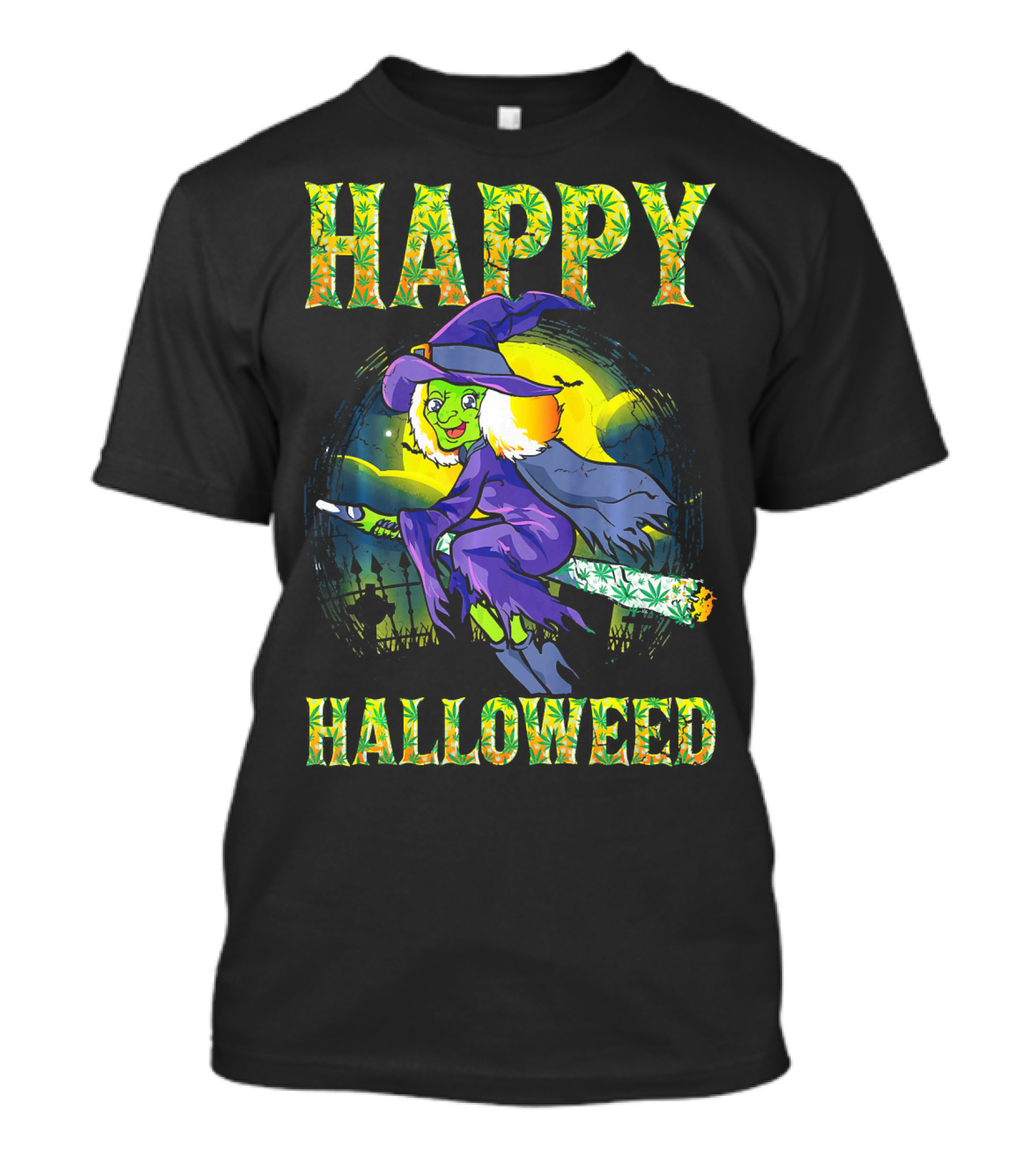 Happy Halloweed Witch Halloween Marijuan T-Shirt