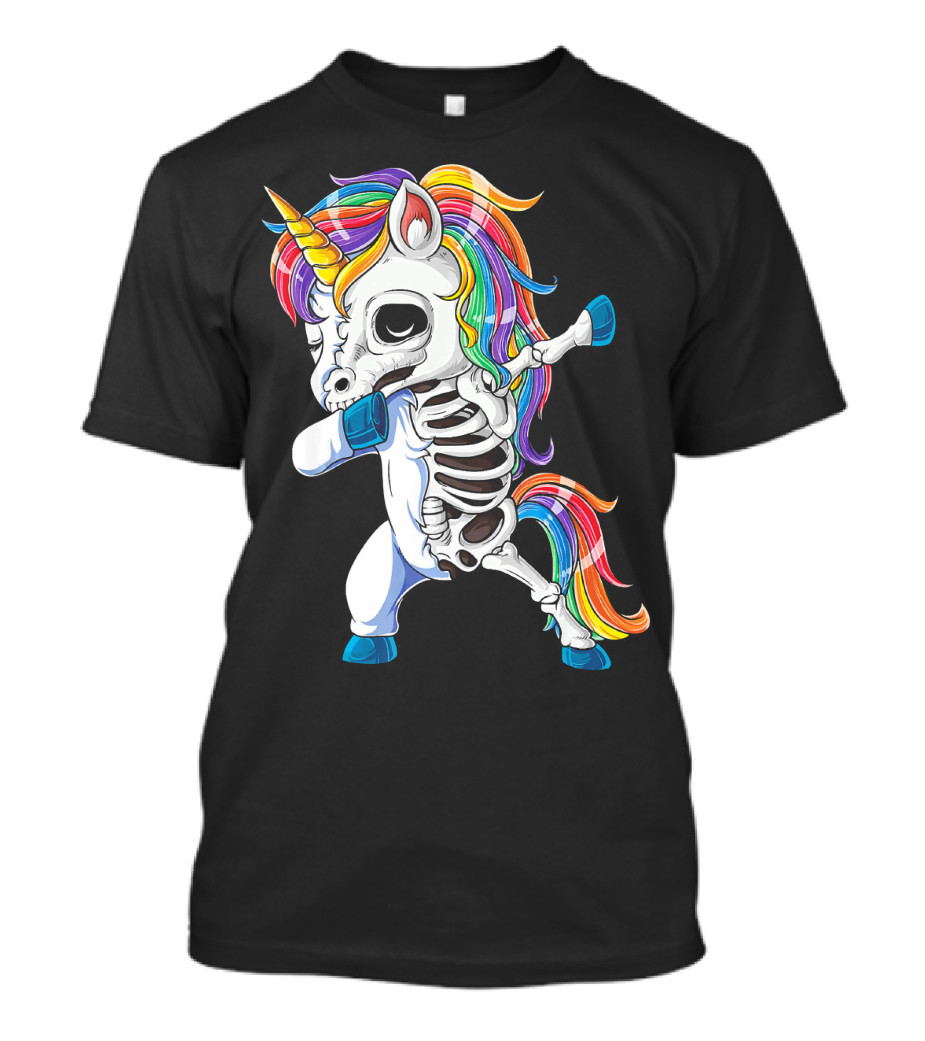Dabbing Rainbow Skeleton Unicorn T-Shirt
