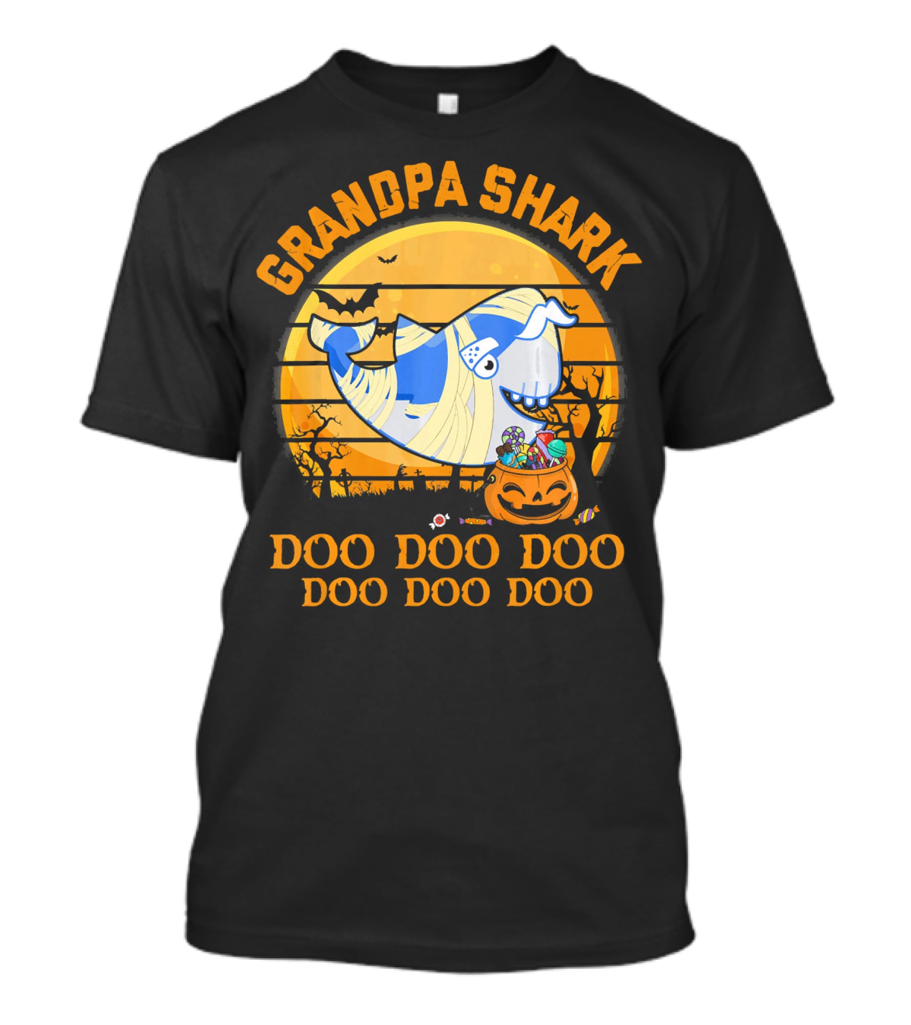 Grandpa Shark Doo Doo Doo Halloween Pumpkin Bat Mummy Candy T-Shirt