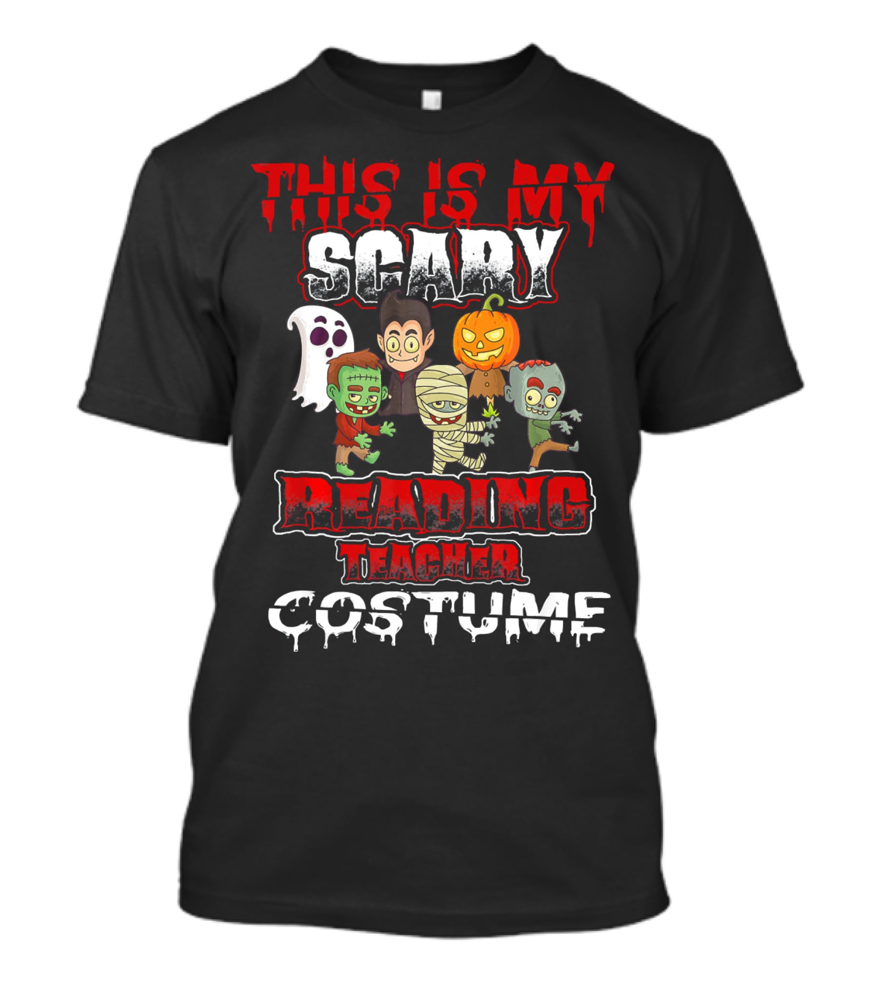 This Is My Scary Reading Teacher Costume With Monsters And Ghost T-Shirt