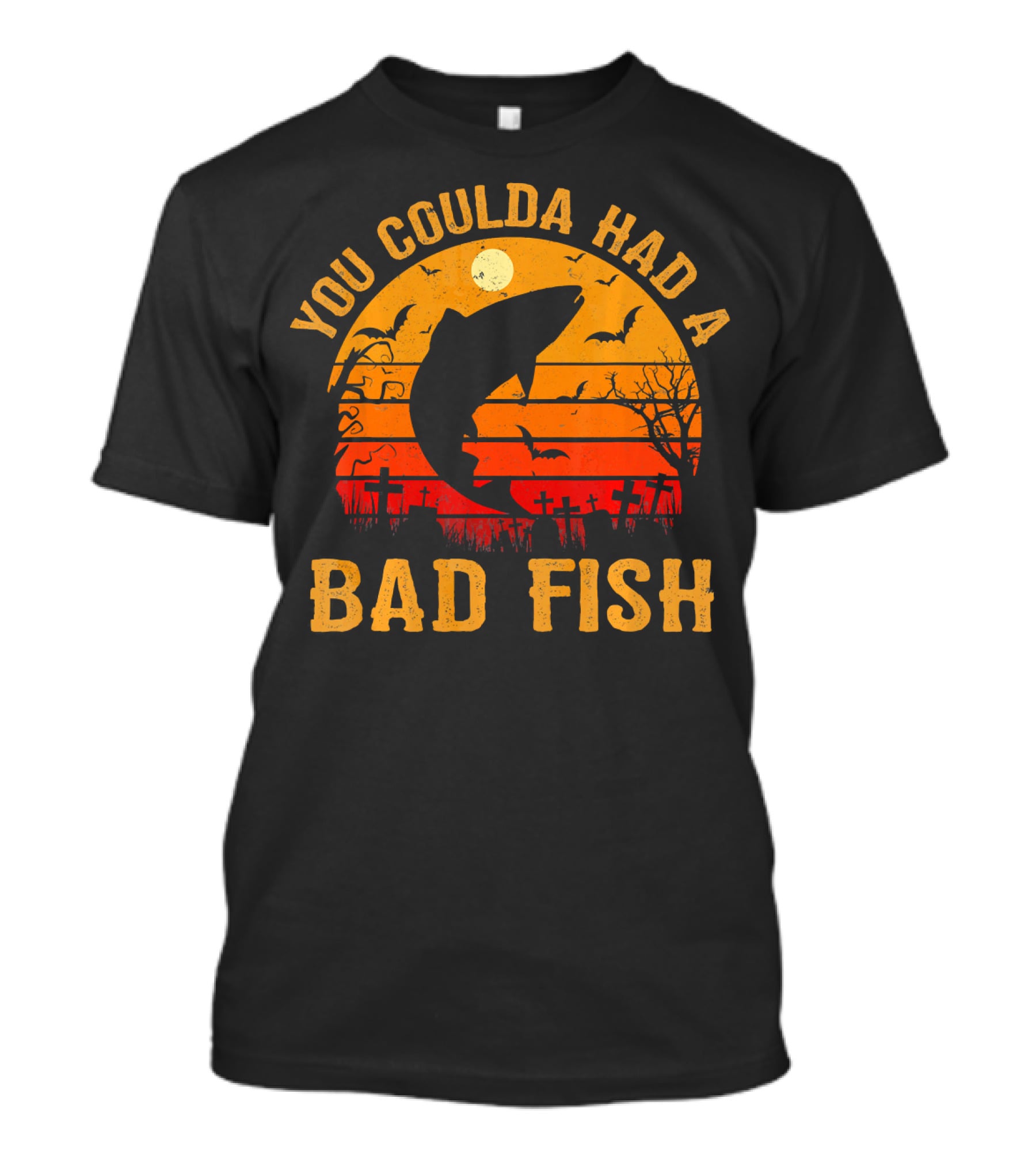 You Coulda Had A Bad Fish Halloween Shark Graveyard Scene T-Shirt