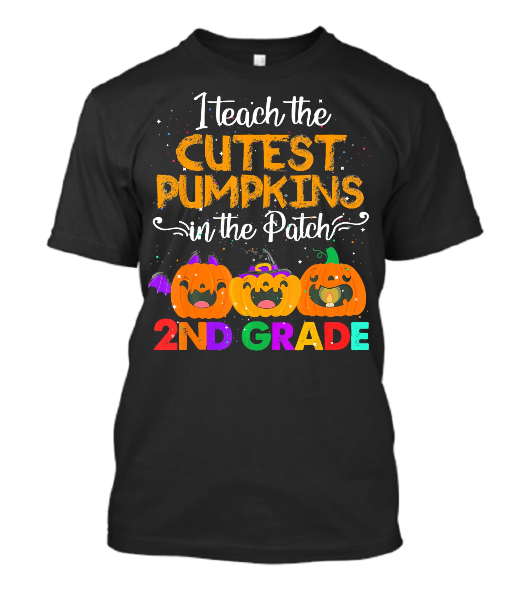 I Teach The Cutest Pumpkins In The Patch 2nd Grade Halloween Teacher T-Shirt