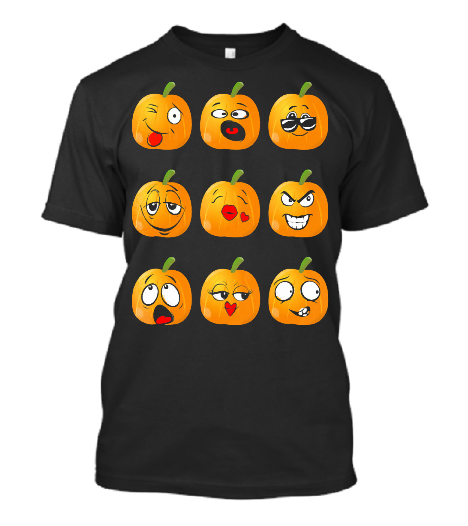 Pumpkin Emoji Faces Emo Expressions T-Shirt