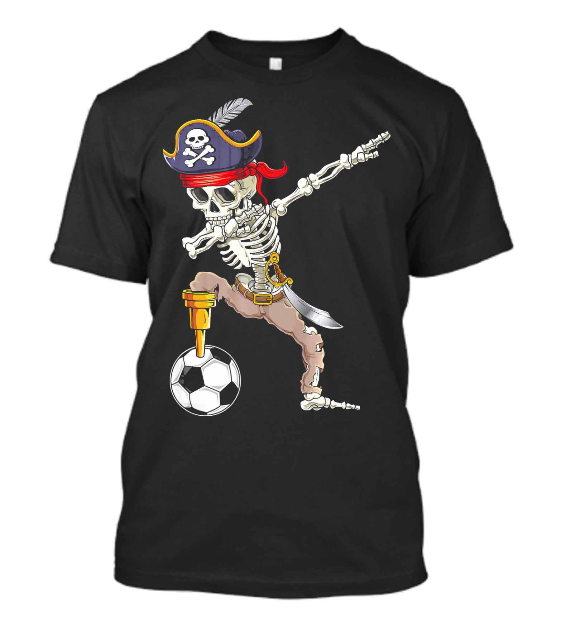 Pirate Skeleton Dabbing With Soccer Ball And Saber T-Shirt
