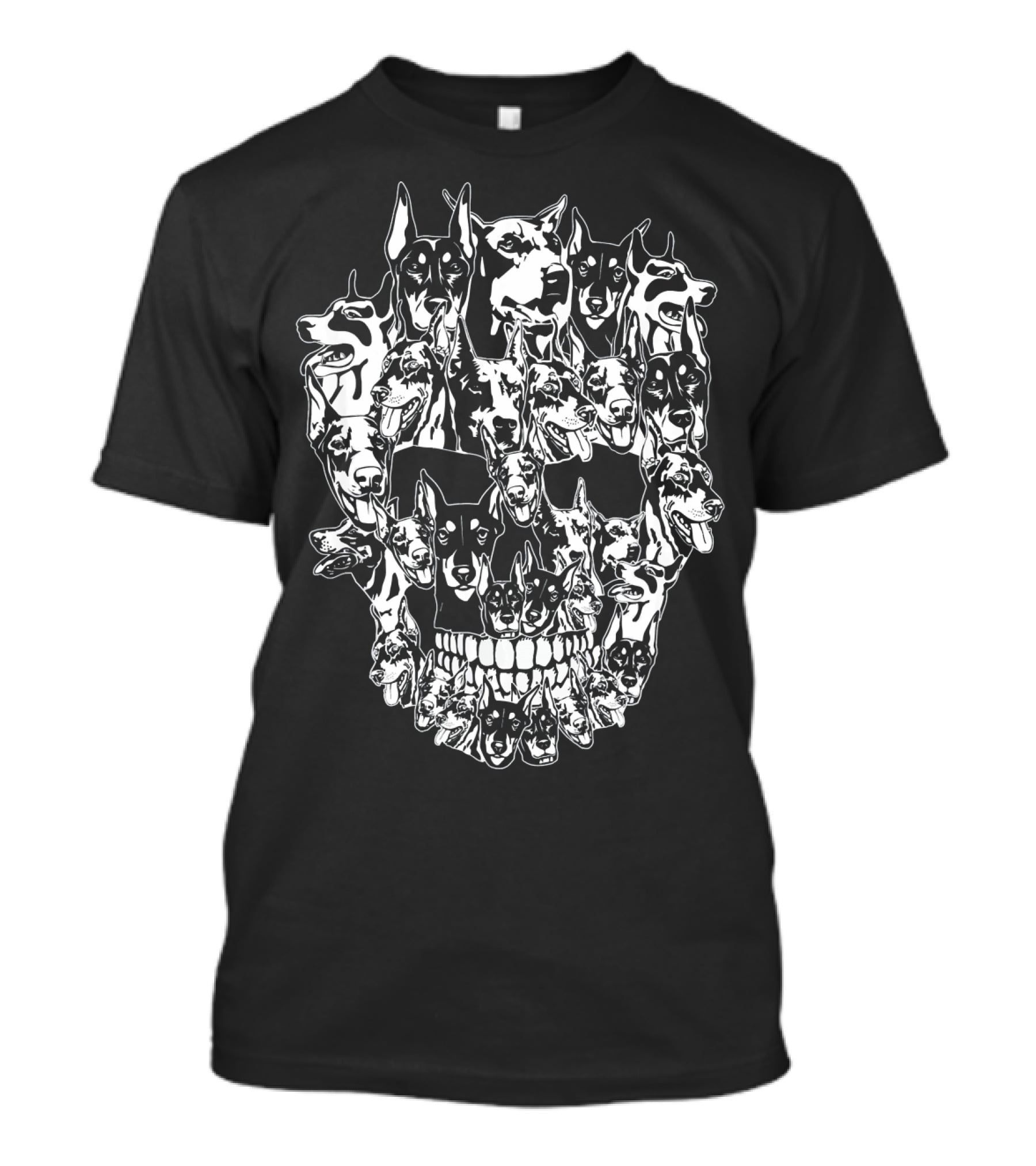Doberman Dog Faces Forming Skull Design Best T-Shirt