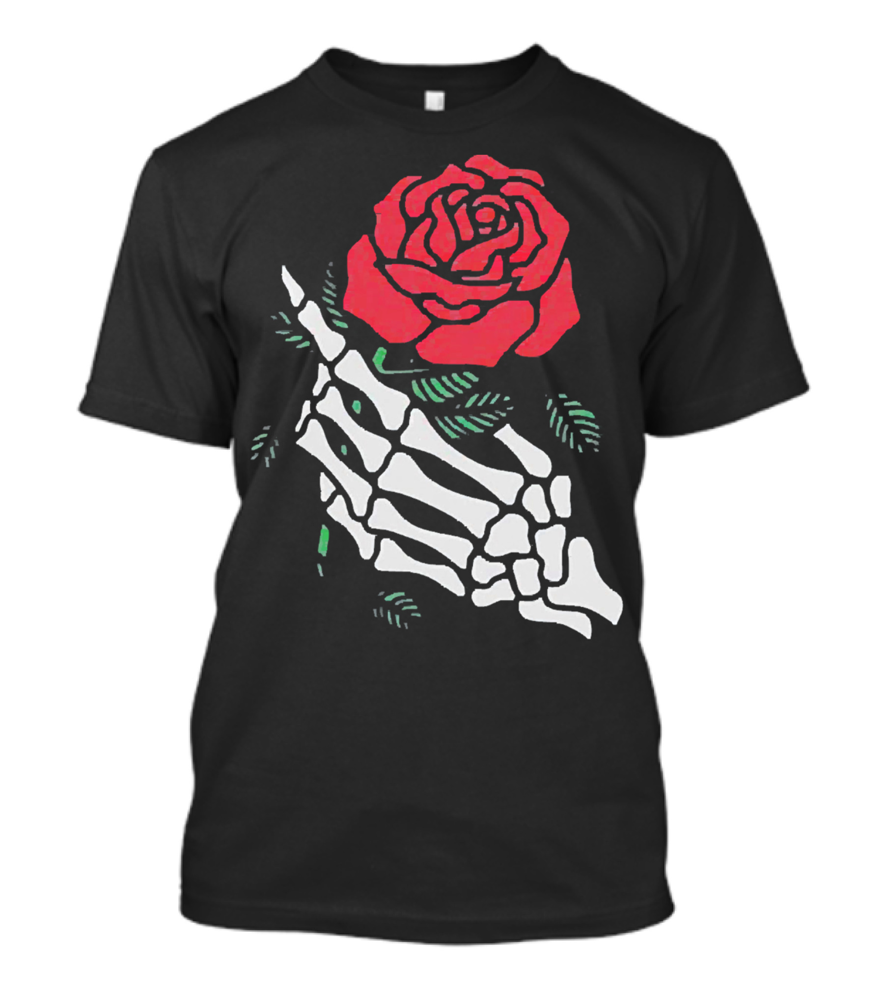 Rose White Skeleton Hand Holding Red Rose T-Shirt
