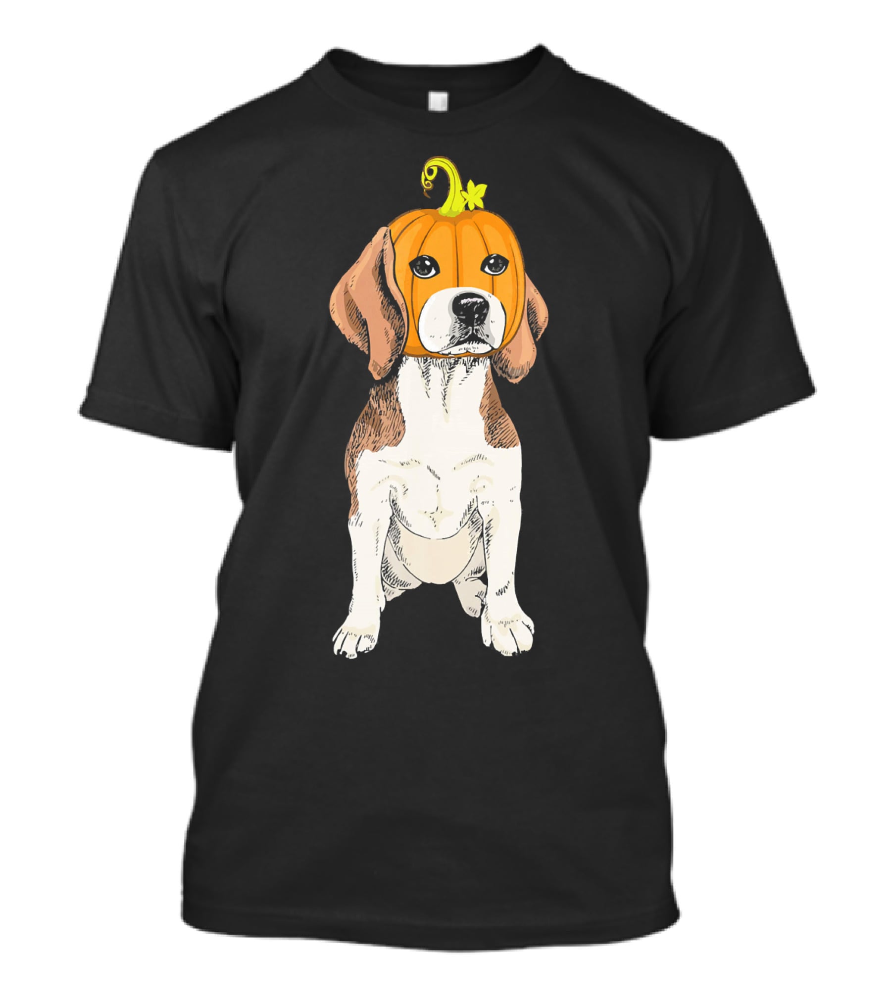 Beagle Wearing Pumpkin Face Funny Halloween Costume T-Shirt