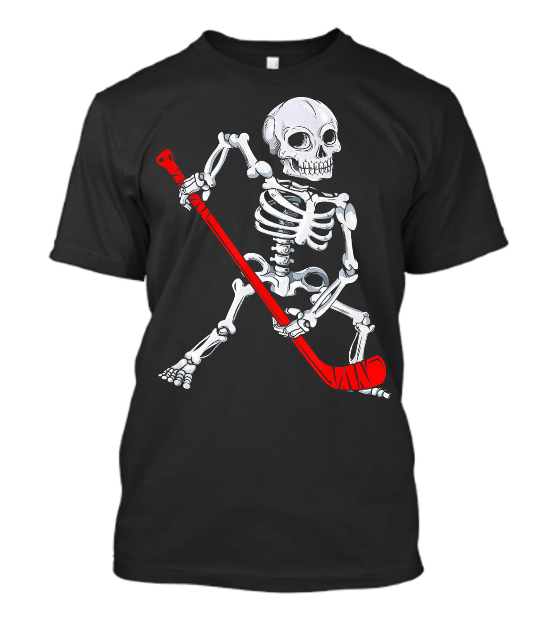 Skeleton Hockey Skeleton With Red Hockey Stick T-Shirt