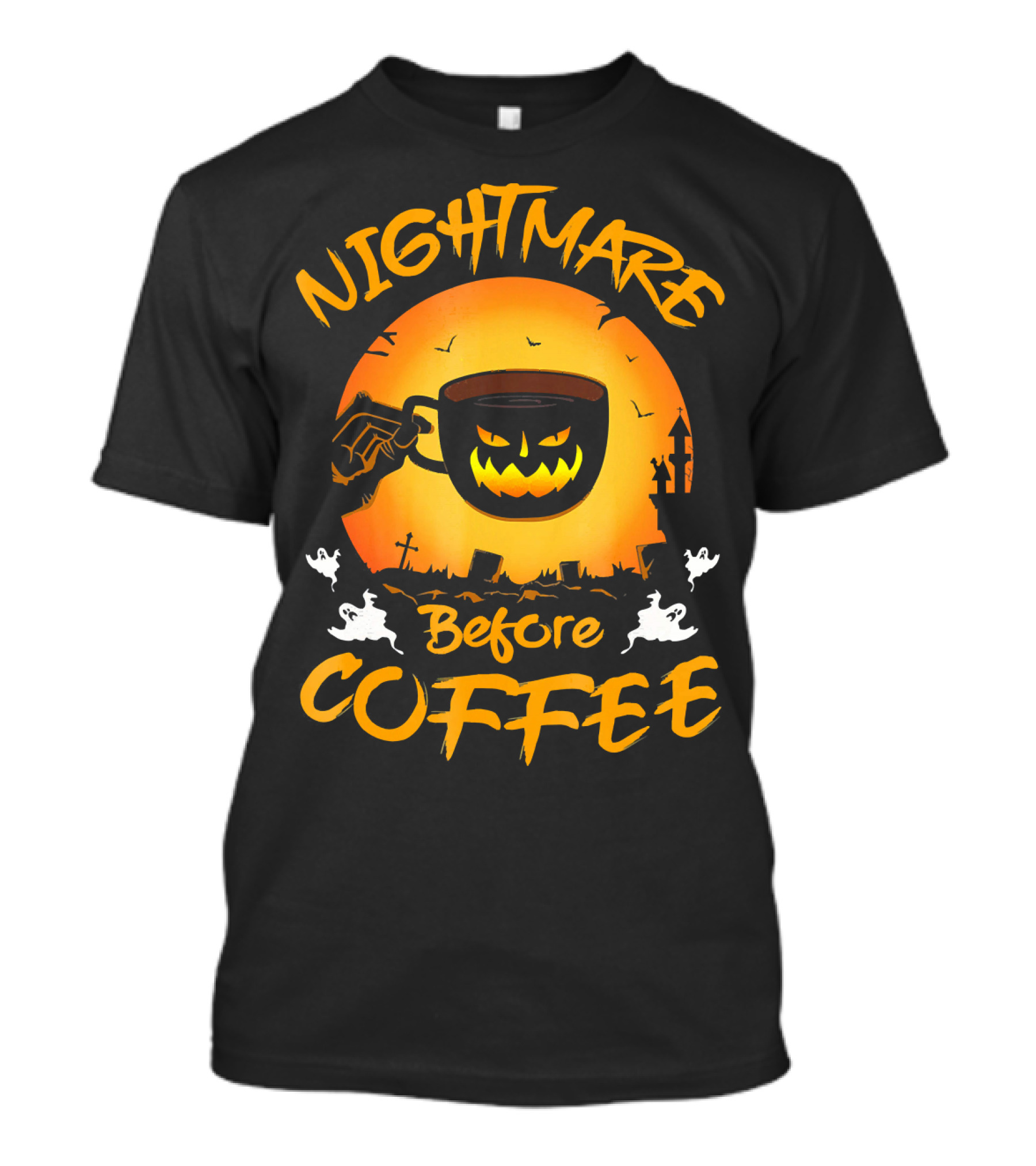 Nightmare Before Coffee Halloween Mug And Ghosts Spooky T-Shirt