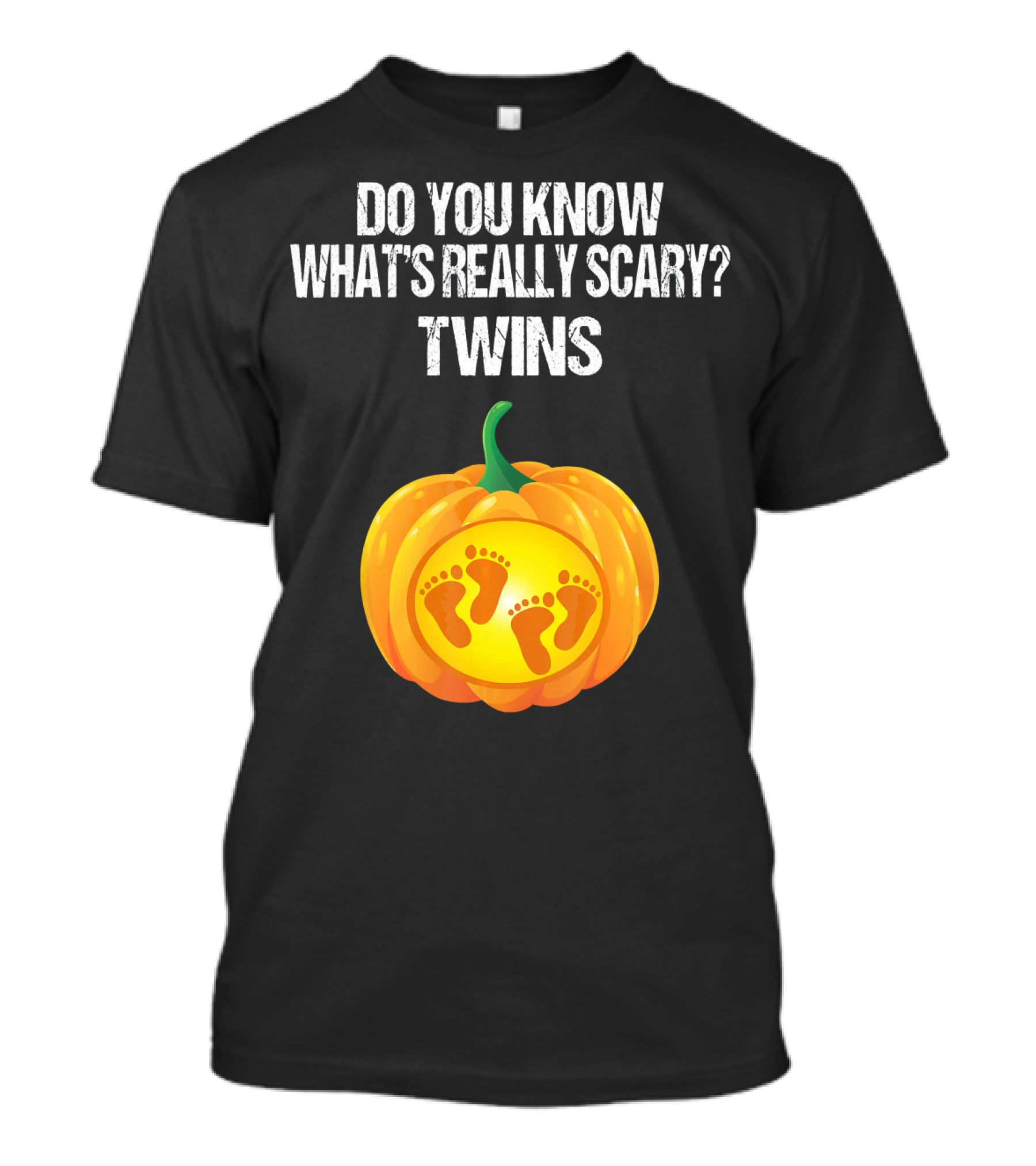 Do You Know What's Really Scary? Twins Pumpkin Belly Pregnancy Announcement T-Shirt