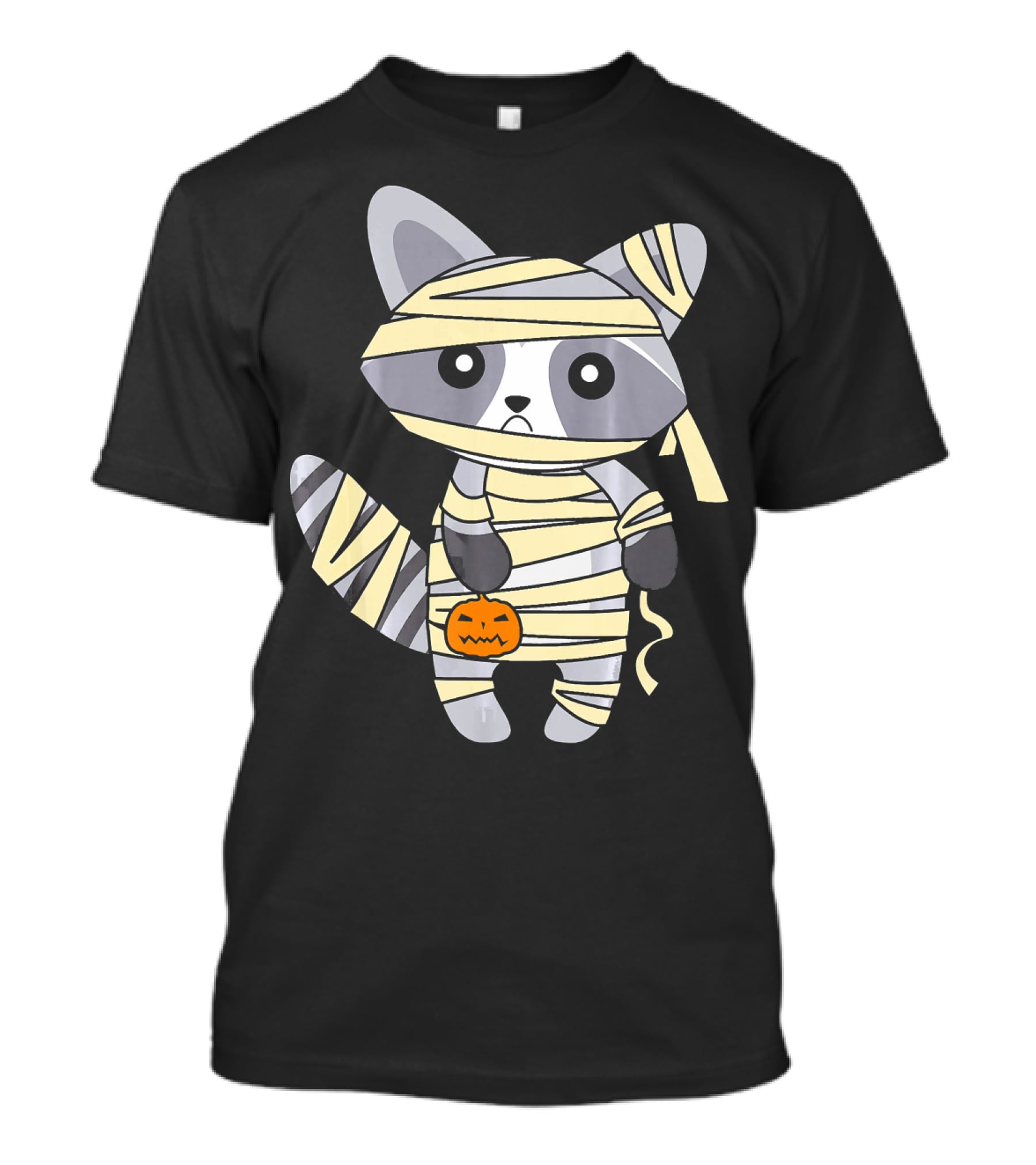 Mummy Raccoon Halloween With Jack-O'-Lantern T-Shirt