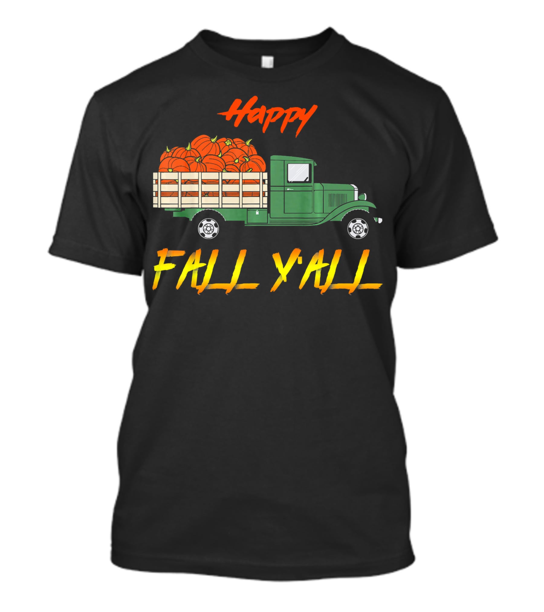 Happy Fall Yall Vintage Pumpkin Truck Classic Green Vehicle With Pumpkins T-Shirt