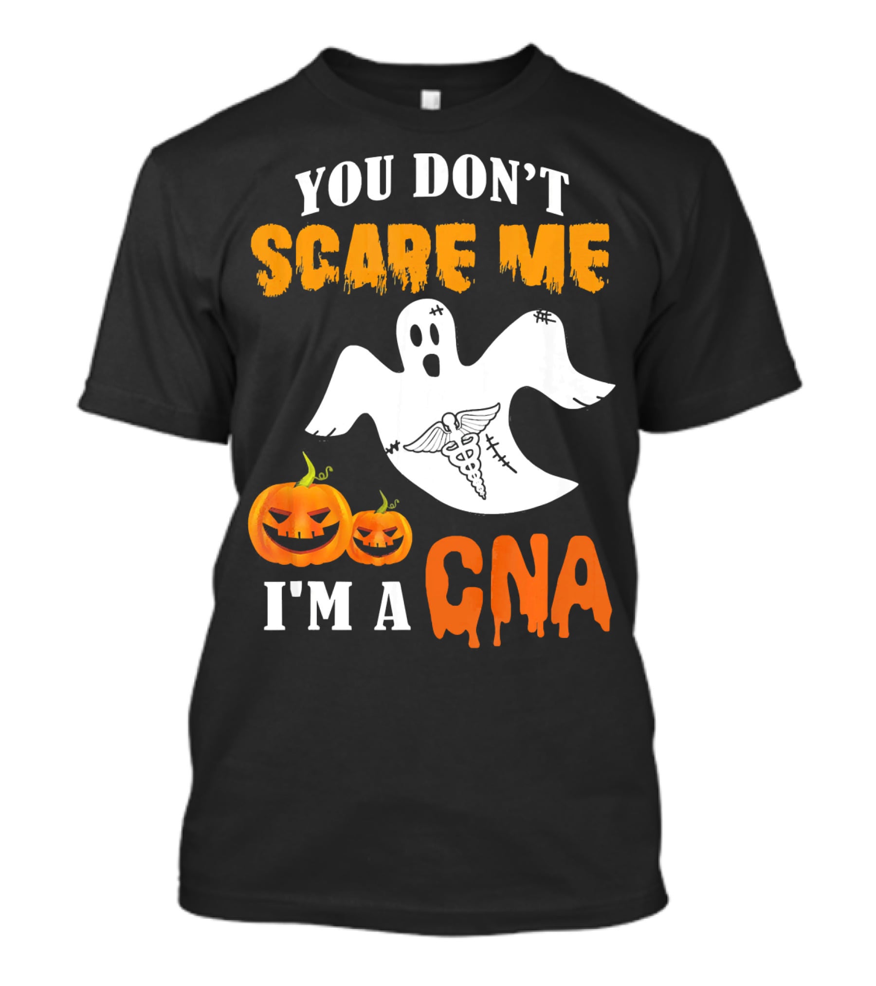 You Don't Scare Me I'm A CNA Halloween Ghost And Pumpkins T-Shirt