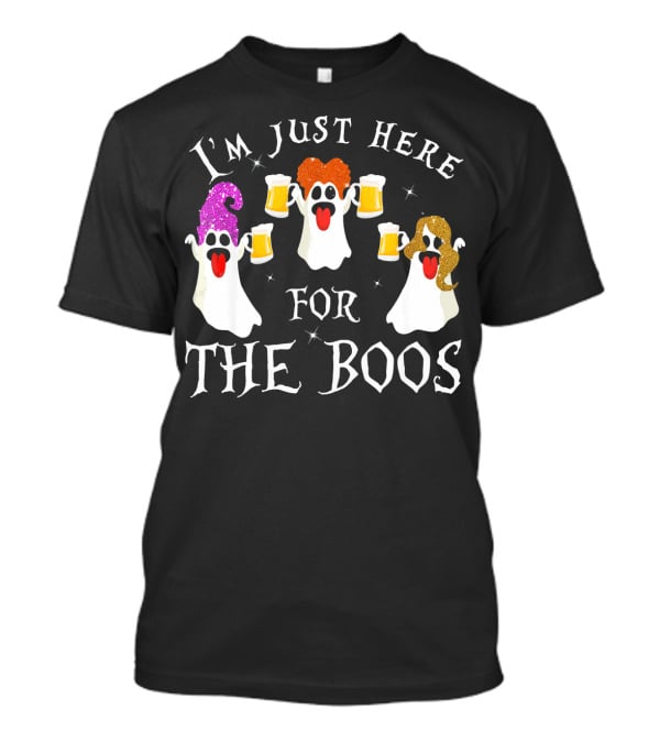 I'm Just Here For The Boos Ghosts With Beer Glasses Halloween T-Shirt